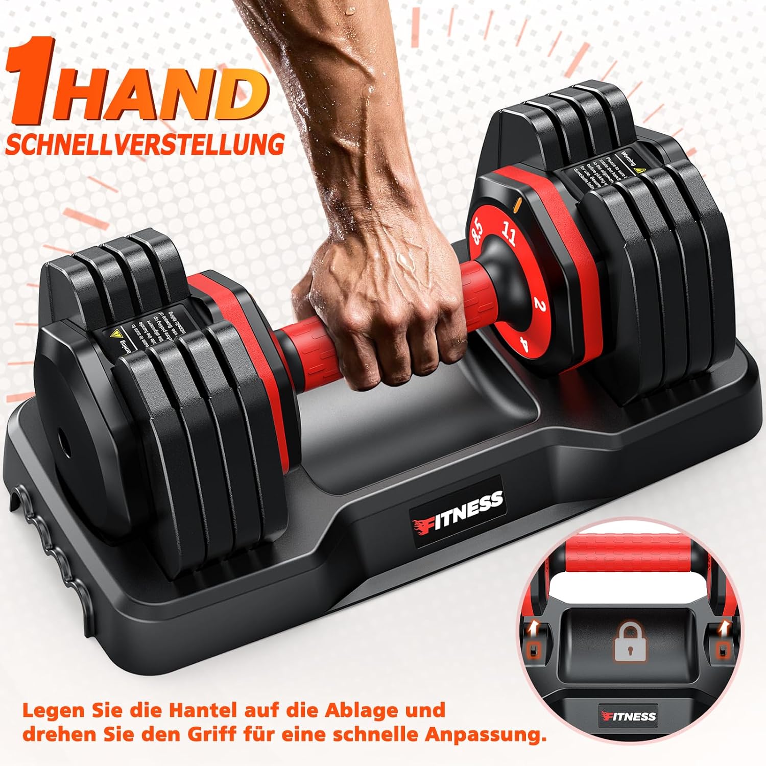 Rendpas verstellbares Hantelset | 5 & 10 Gewichtsstufen | 2–24,5 kg verstellbare Hanteln | Platzsparend für das Heim-Fitnessstudio – Bild 2