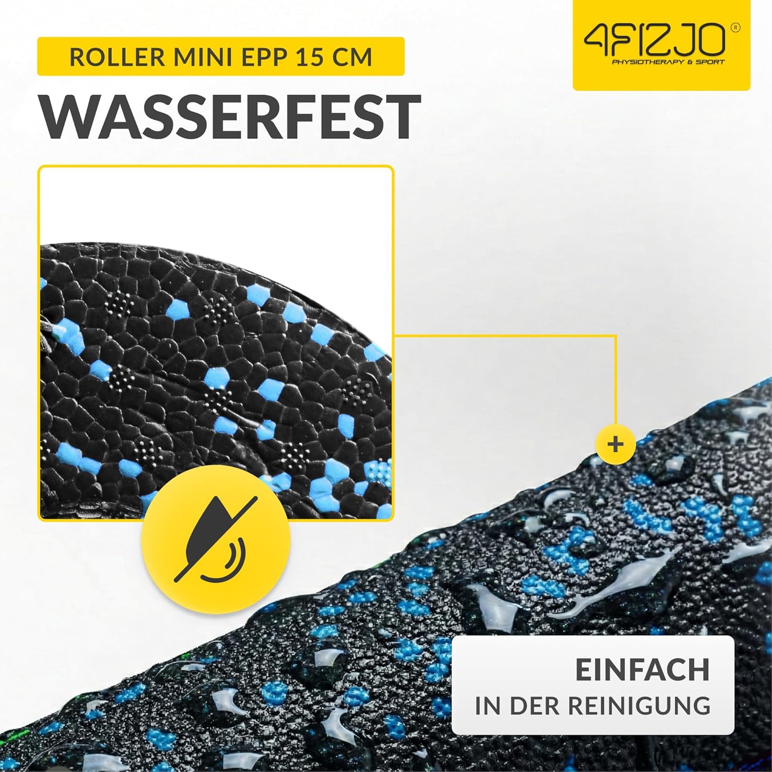 4FIZJO Faszienroller Schaumstoff, Durchmesser 5,5 cm, Länge 15 cm, Massagerolle, Rückenrolle, Fitnessrolle, leicht, hart, Schaumstoffrolle, Faszientraining, Massagetraining, Schwarz/Blau – Bild 4