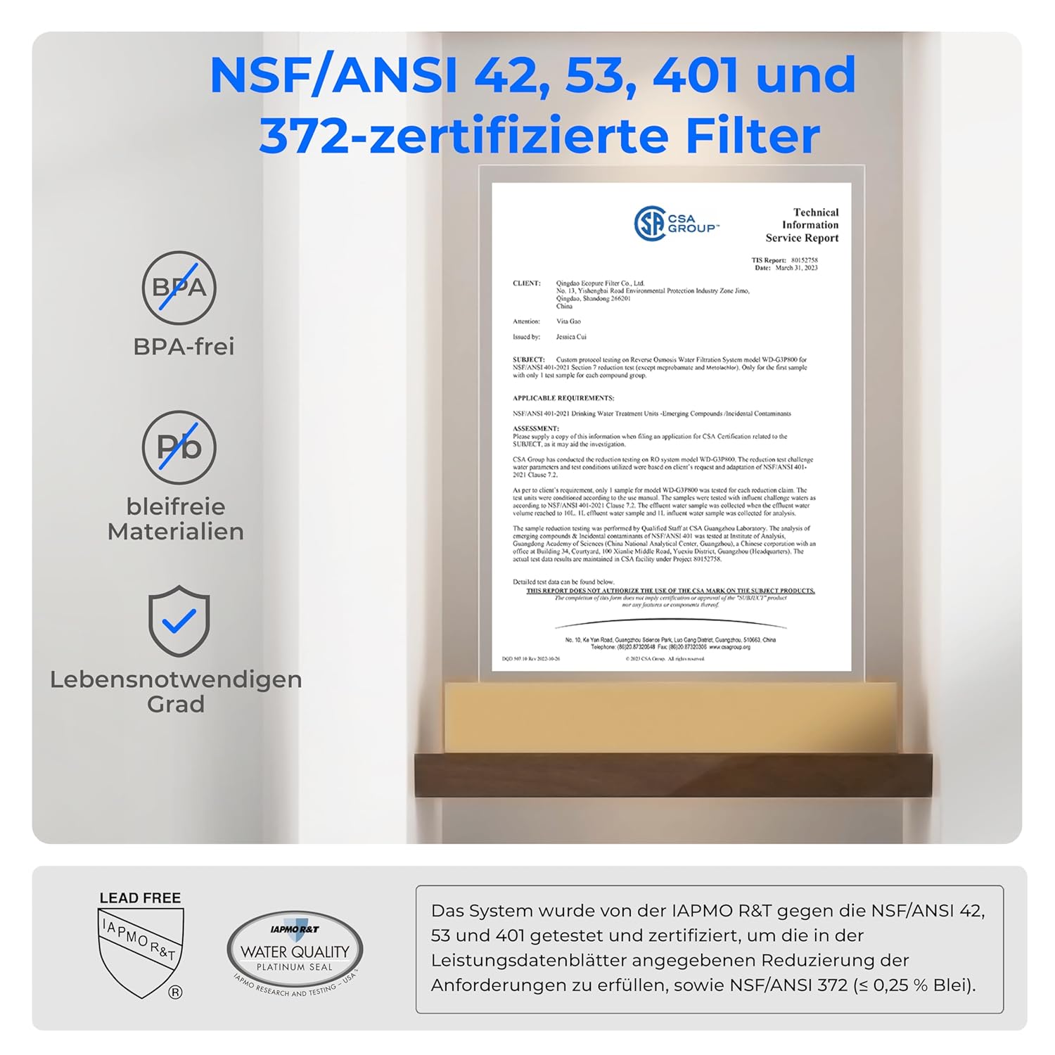 Waterdrop Kompakter sofortiger elektrischer Wasserfilterkrug mit 3-Monats-Filter, Wasserfilterkrüge für die Arbeitsplatte, reduziert Chlor, Blei, Quecksilber, PFAS, PFOA/PFOS, 757 Liter, blau – Bild 5