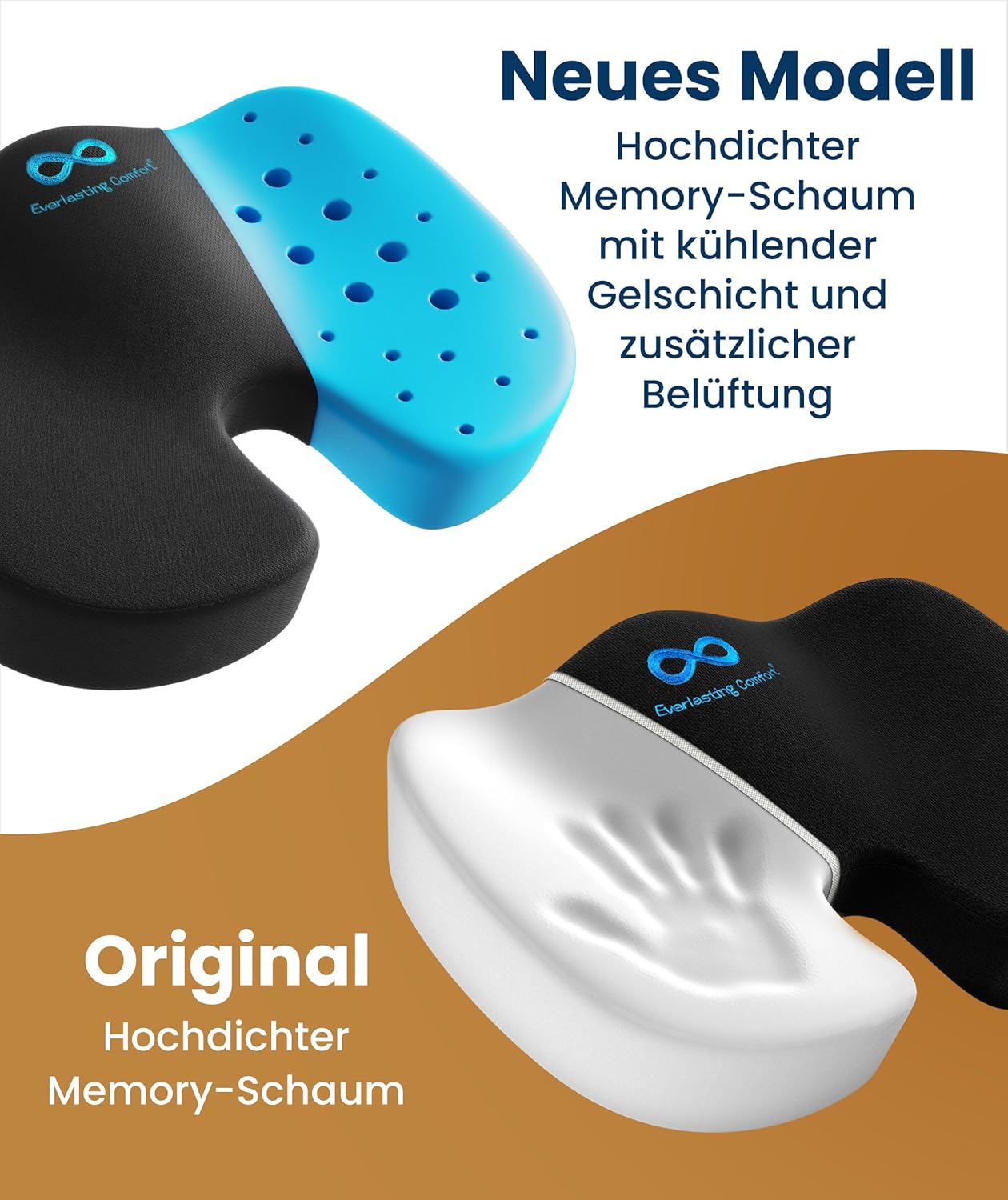 Everlast Comfort, vom Arzt empfohlenes Memory-Schaum-Sitzkissen für Bürostuhl und Auto – ergonomisches Büro- und Schreibtischzubehör – Steißbein-Entlastungskissen, Ischias – Bild 8