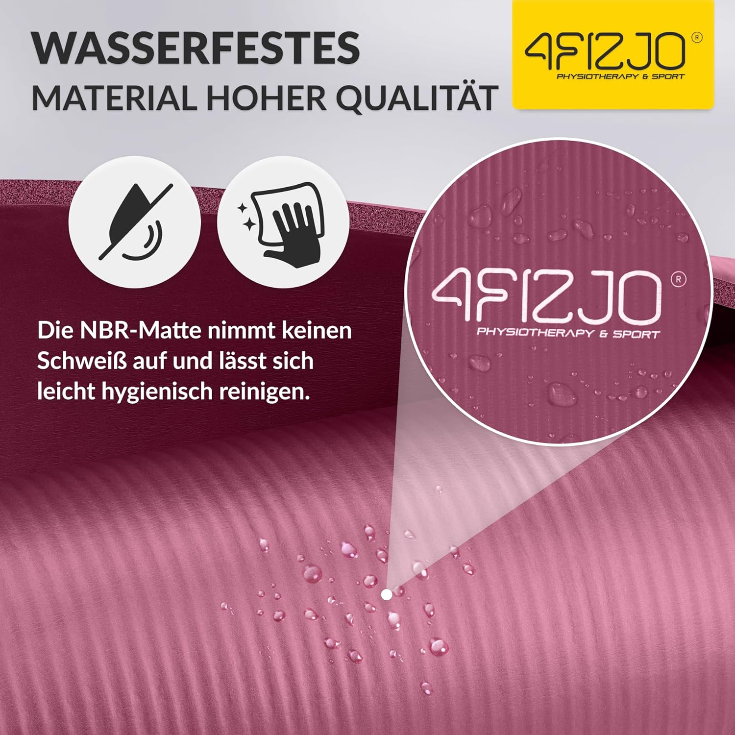 4FIZJO Fitnessmatte mit Tragegurt, Maße 180 x 60 cm, NBR-Schaum, rutschfest, Komfort, In & Outdoor, Pilatesmatte, Yogamatte, Sportmatte, Gymnastikmatte, Trainingsmatte – Bild 5