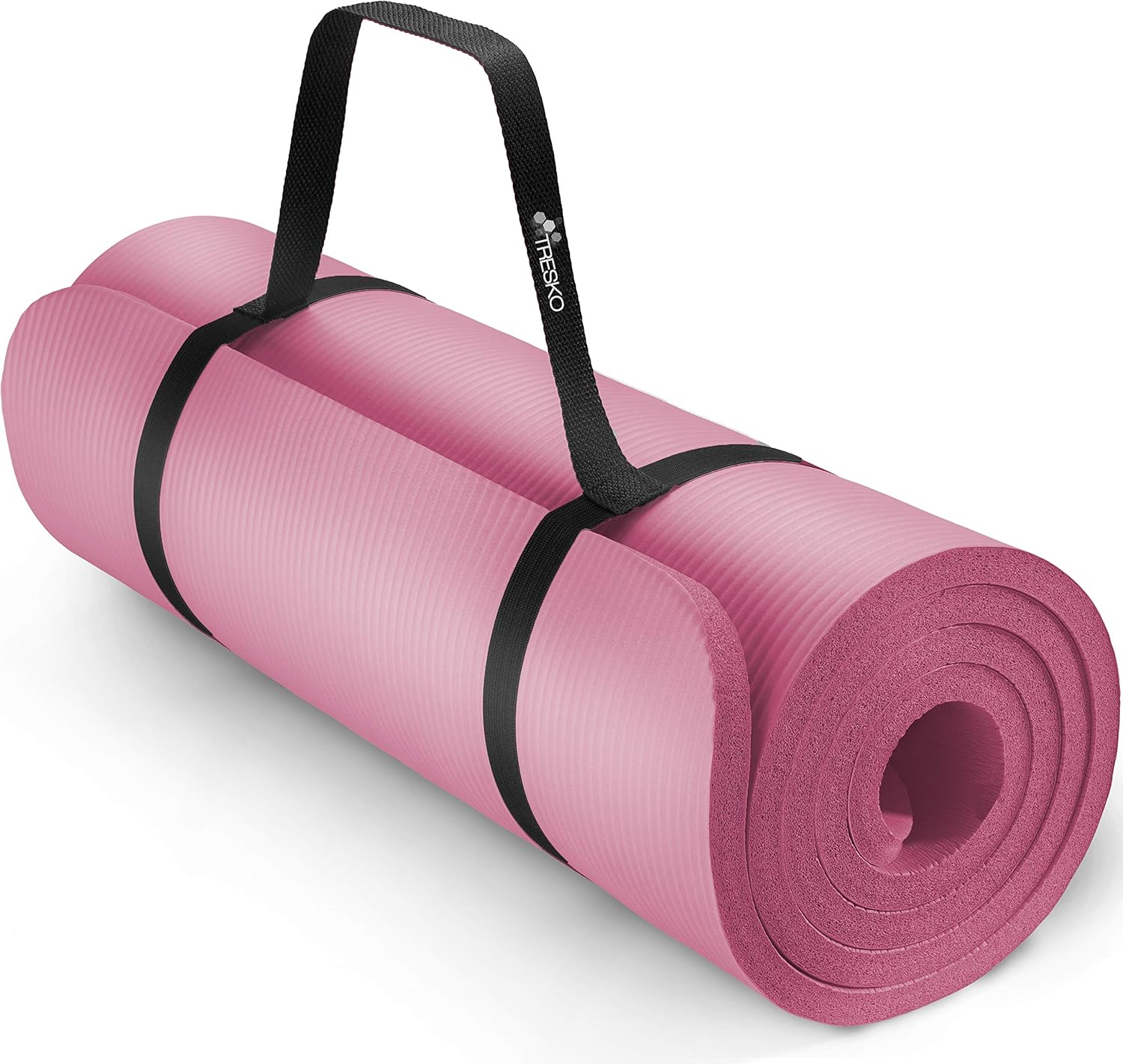 TRESKO Yogamatte, phthalatfrei, rutschfeste Gymnastikmatte, Pilatesmatte, Fitnessmatte mit Tragegurt, 185 x 60 und 190 x 100 cm