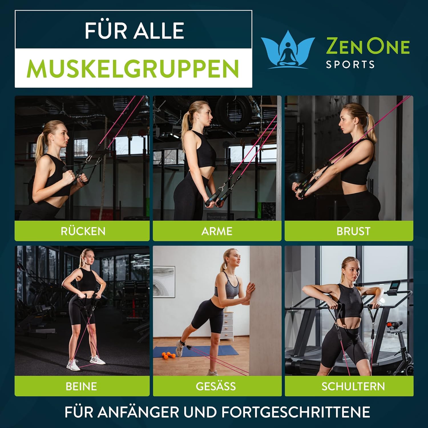ZenOne Sports® Resistance Bands Set I Robuste Fitnessbänder in 5 Stärken I Widerstandsbänder für Krafttraining - Zuhause & Unterwegs I Trainingsbänder, Fitness-Bänder, Gummibänder Sport – Bild 5