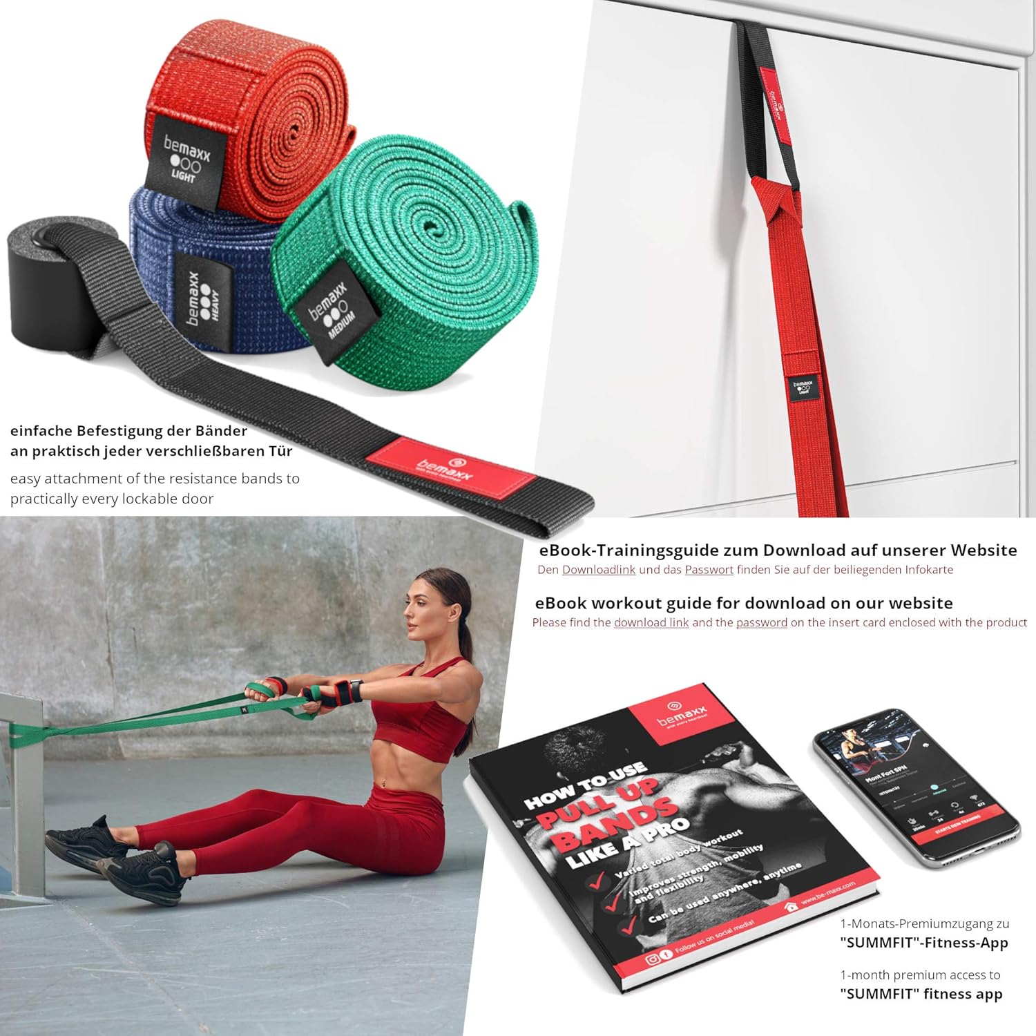 Fitnessband Klimmzug-Widerstandsband, Klimmzughilfe + Trainings-eBook - Das Klimmzug-Widerstandsband | Heimfitnessgeräte: Sportband-Klimmzug-Dip-Bar-Klimmzugband, Calisthenics-Bodybuilding-Trainingsband – Bild 5