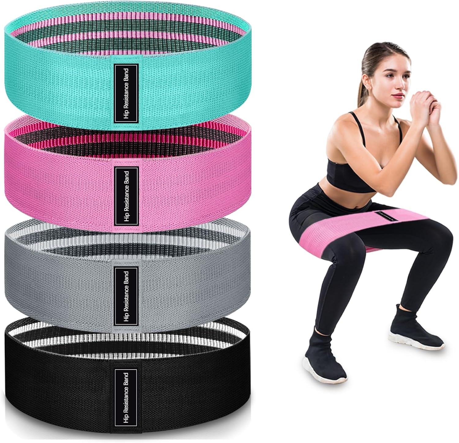 Trainingsbänder, Stoff-Widerstandsband für das Training, Trainingsbänder mit Widerstand für Frauen und Männer, mehrfarbige Stoff-Booty-Bänder für Beinkrafttraining, Reha, Yoga