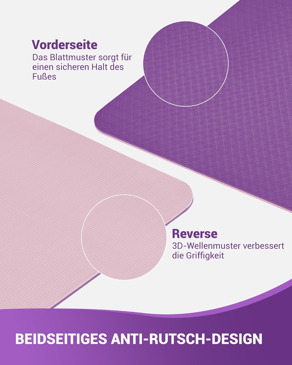Good Nite Yogamatten für Damen, rutschfeste strukturierte Oberflächen, Gymnastikmatte, 6/10 mm Stärke mit Tragegurt, TPE-Trainingsmatte für Yoga, Pilates, Gymnastik (183 x 61 cm). – Bild 4