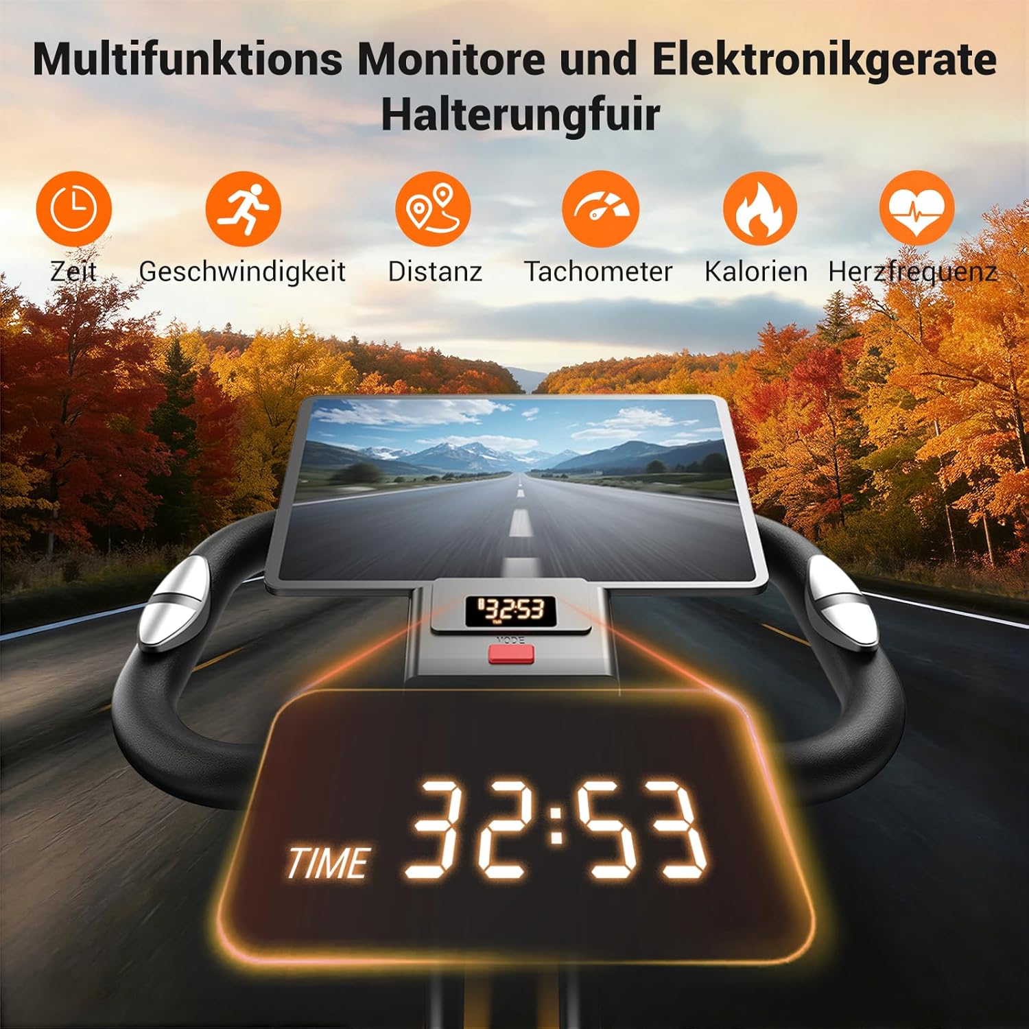 UMAY Ergometer Heimtrainer Fahrrad, 5-in-1-Heimtrainer, faltbares Indoor-Bike, 16 Stufen magnetischer Widerstand, Cardio mit Pulsmessung & LED-Anzeige, weicher Sitz, 136 kg Tragkraft – Bild 3