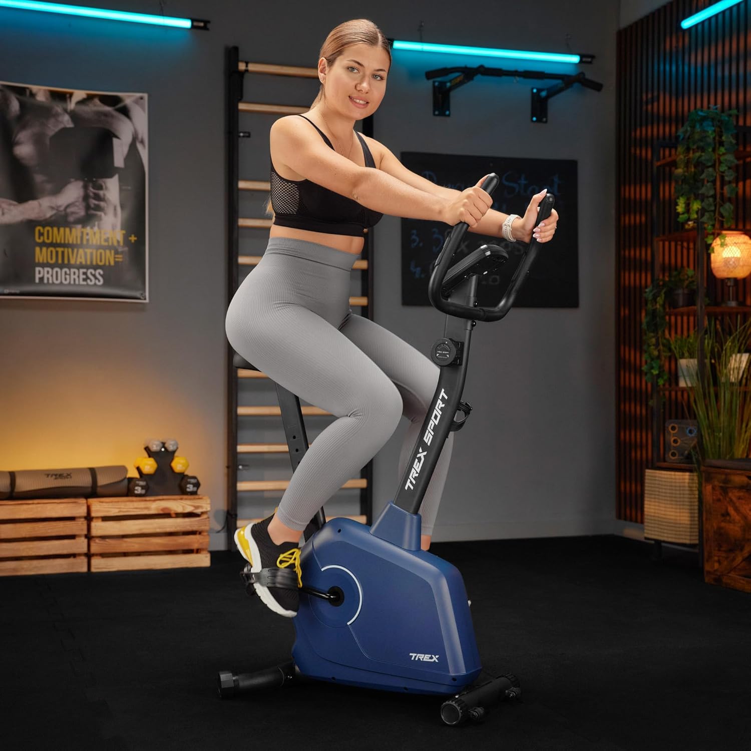 TREX SPORT Heimtrainer TX-380MB Rigon magnetisches Fitnessbike, leises LCD-Display, Herzfrequenzmesser, 8 Stufen, bis 120 kg, Heimtrainer – Bild 6