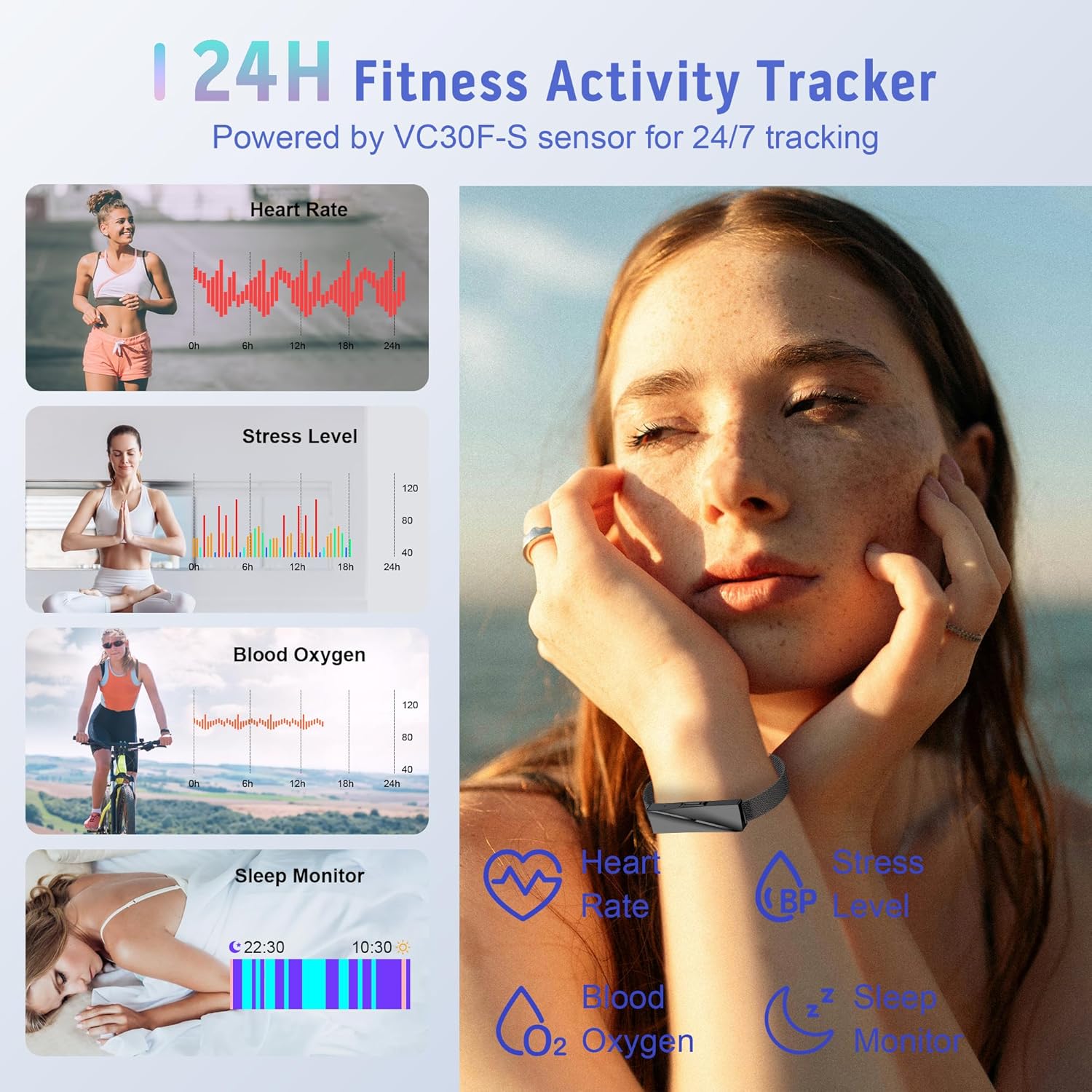 Fitness-Tracker mit über 170 Sportmodi, GPS-Damen-Schrittzähleruhr, Aktivitäts-Tracker IP68, Fitness-Uhr mit Bluetooth-Benachrichtigung – Bild 3