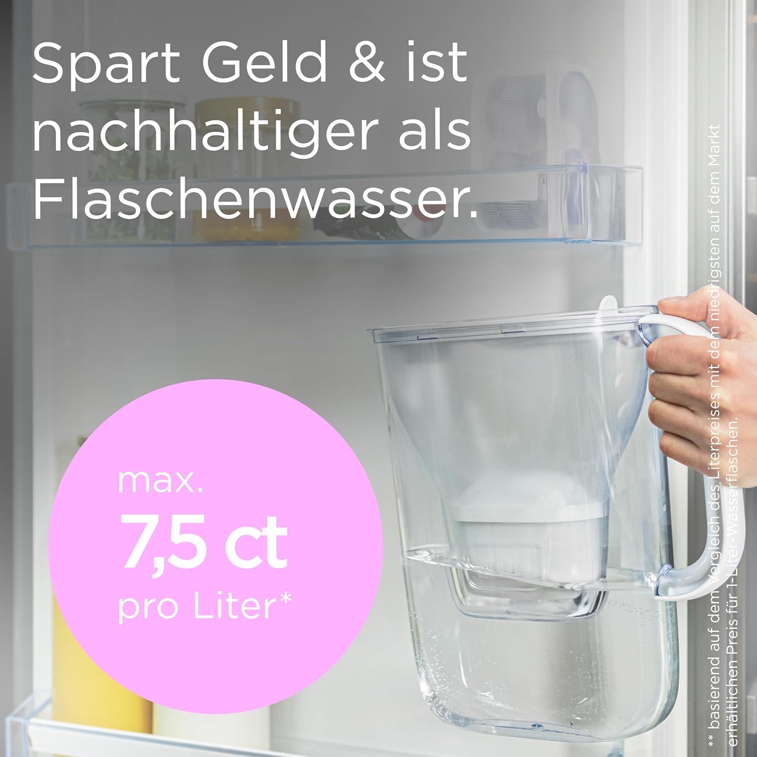 BRITA Style Essential Wasserfilterkanne Stone Blue (2,4 L) inklusive 1x BRITA Maxtra Pro Pure Performance – Kanne mit Smart Light LED & Klappdeckel passt in den Kühlschrank, filtert Verunreinigungen – Bild 5