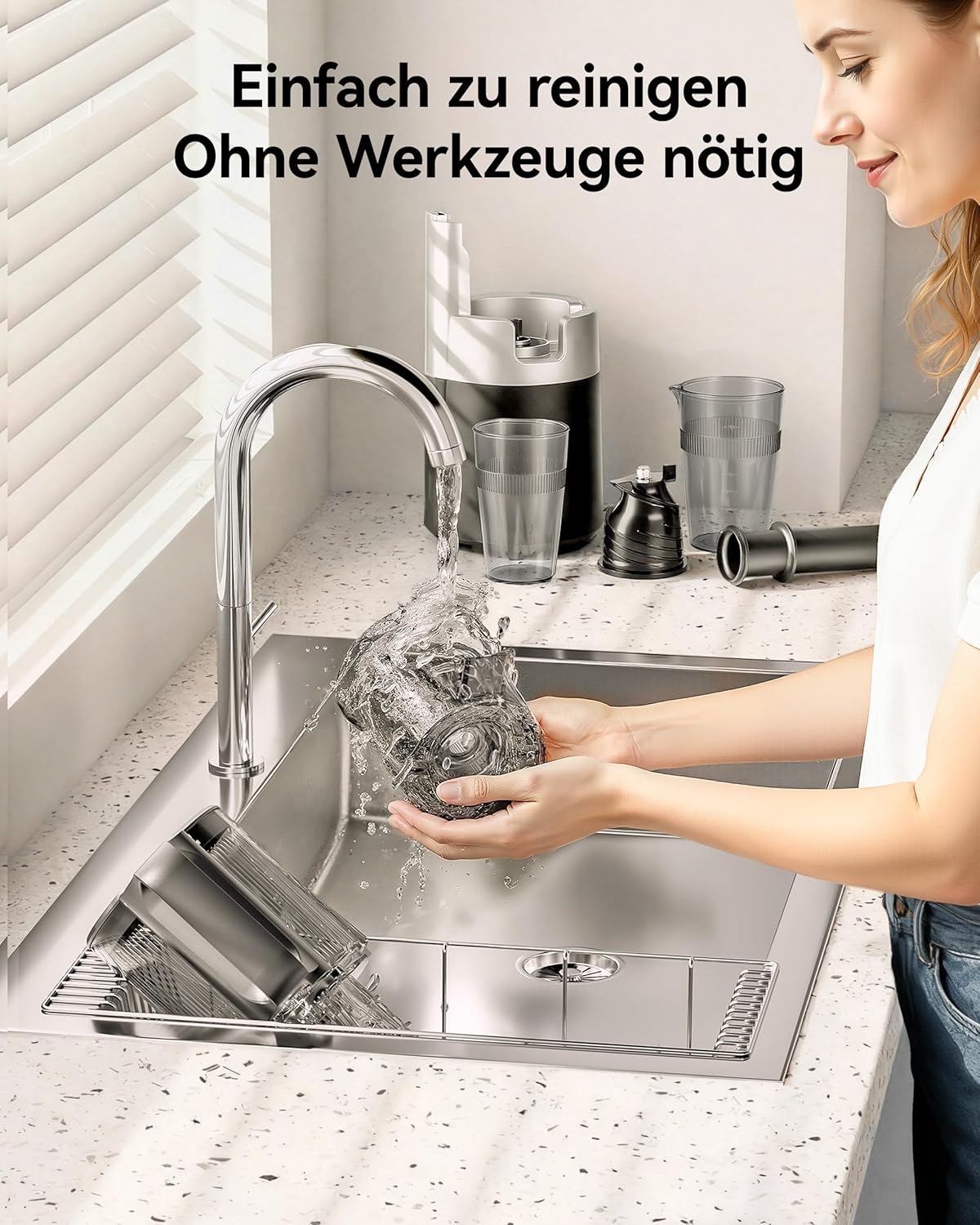 EUHOMY Entsafter, Slow Juicer, Entsafter Gemüse und Obst, Testsieger mit 135 mm Einfüllöffnung, 1,8 l Fassungsvermögen, 2 Tassen, elektrischer Entsafter, Schwarz Silber – Bild 9