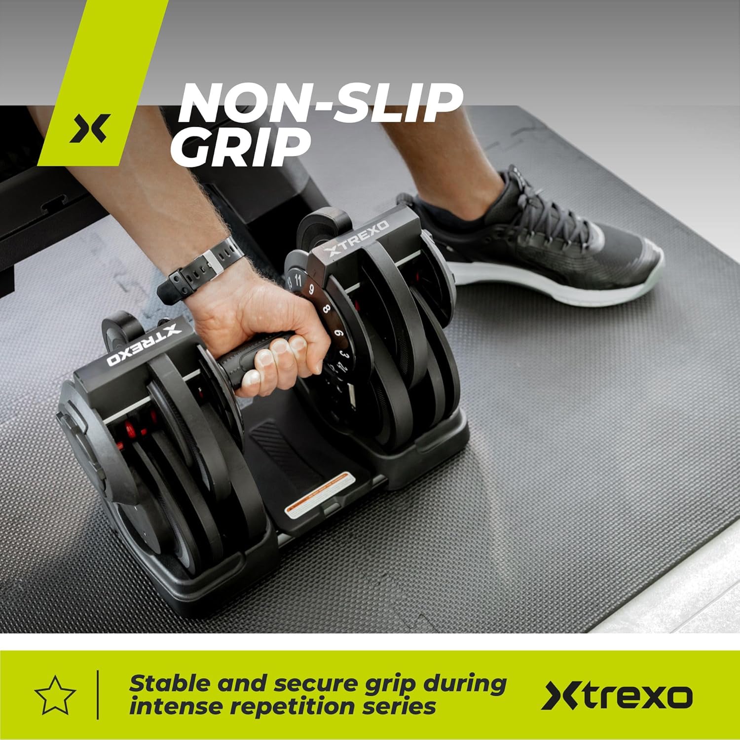 TREXO Verstellbare Hantel 18–40 kg, Gewichtsregulierung mit Drehknopf, verstellbare Hantel aus Eisen für Fitnessübungen, verstellbare Hantel mit ergonomischem, rutschfestem Griff, Farbe Schwarz – Bild 9