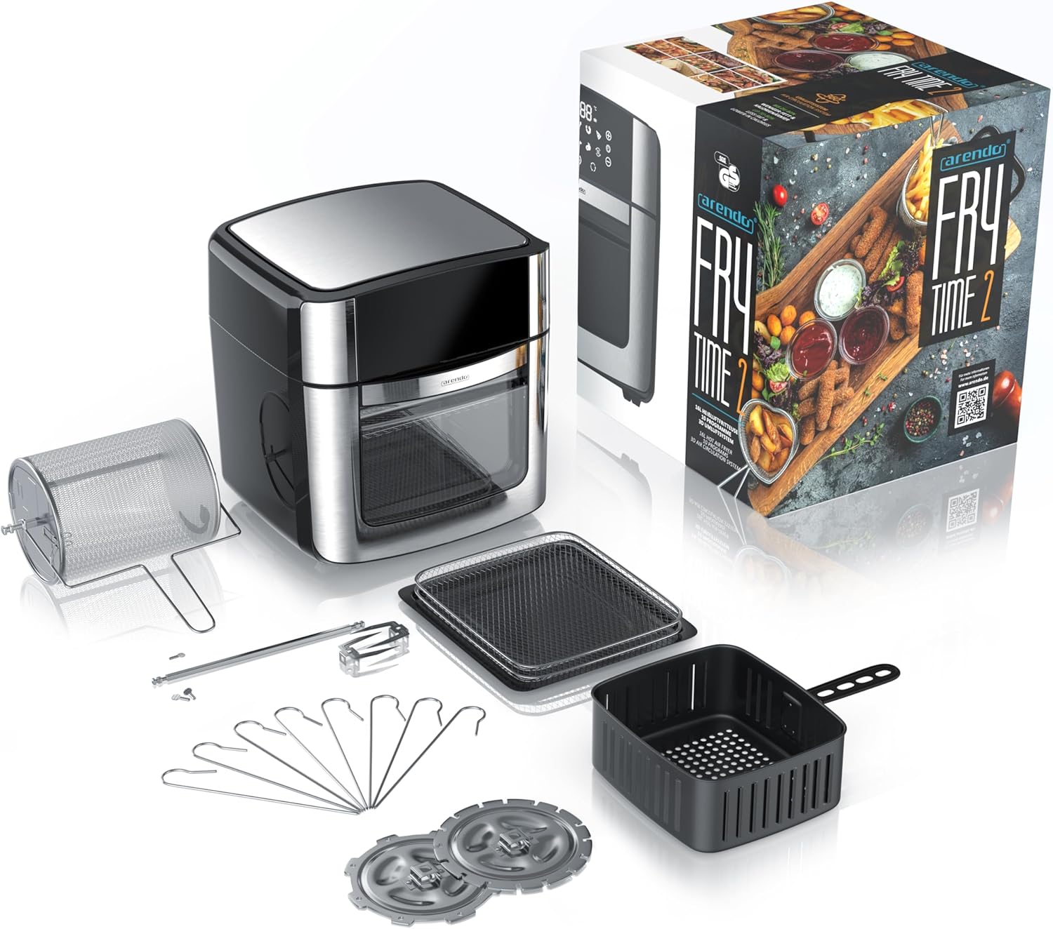 Arendo - XXL-Heißluftfritteuse 16 Liter - Grill - Dörrgerät - Ofen - Heißluftfritteuse - Touchscreen - Einfach & sauber - Fritteuse ohne Öl - Konvektion - Pizza-Hähnchen-Pommes - BPA-frei - Schwarz – Bild 7