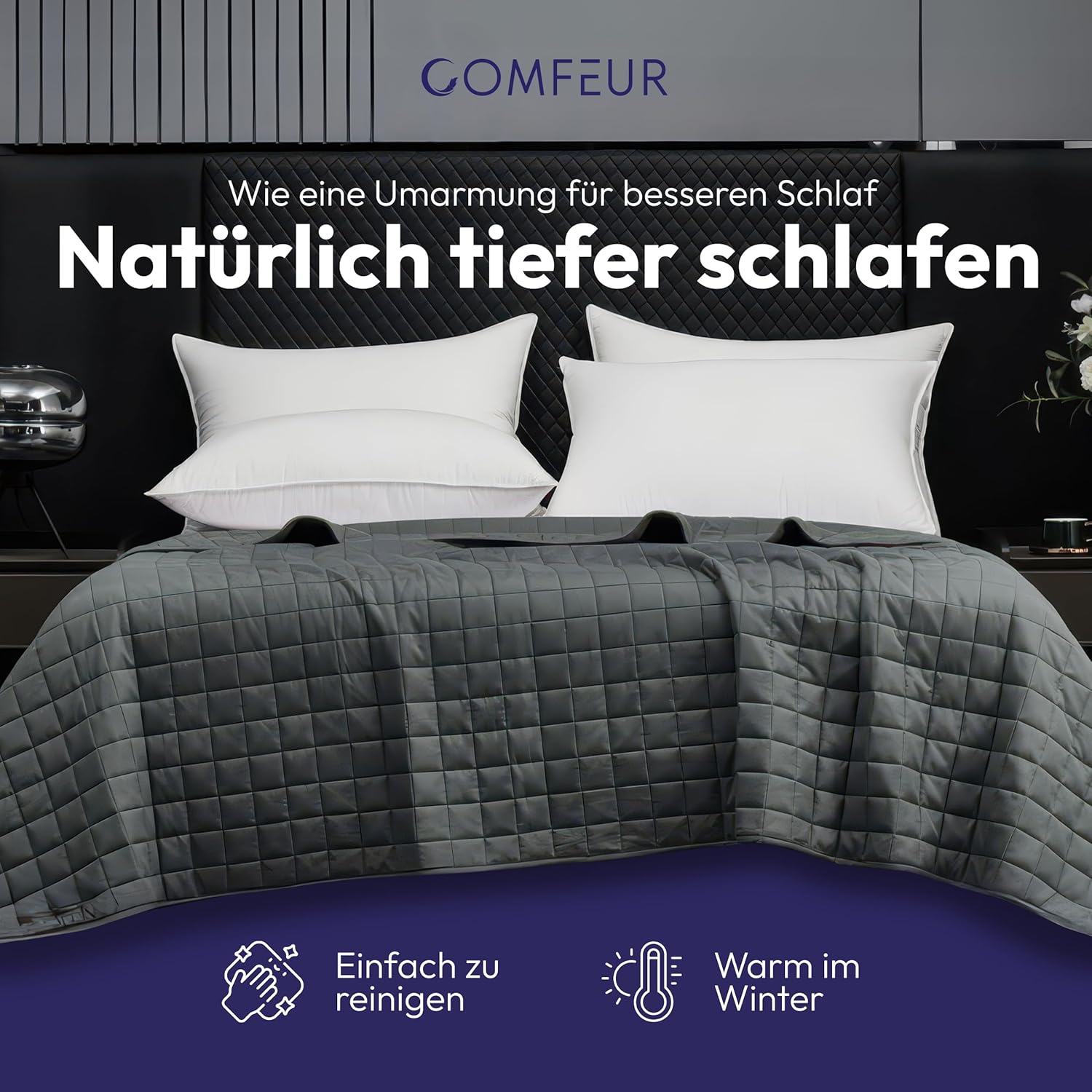 Gewichtsdecke 135 x 200 cm, 7 kg, schwere Bettdecke – Anti-Stress-Therapiedecke mit Glasdruckverteilung, schwere Gewichtsdecke für tiefen Schlaf und bessere Erholung, Einschlafhilfe für Erwachsene – Bild 2