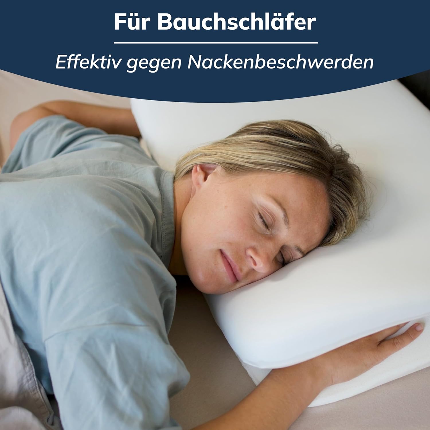 CALMONT - Seitenschläferkissen mit Bezug I RedDot-Award-Gewinner I Seiten+-Kissen I Bauchschläferkissen I Ergonomisches Kissen, das ich mit Swiss Doctor entwickelt habe (70 x 40 cm) – Bild 3