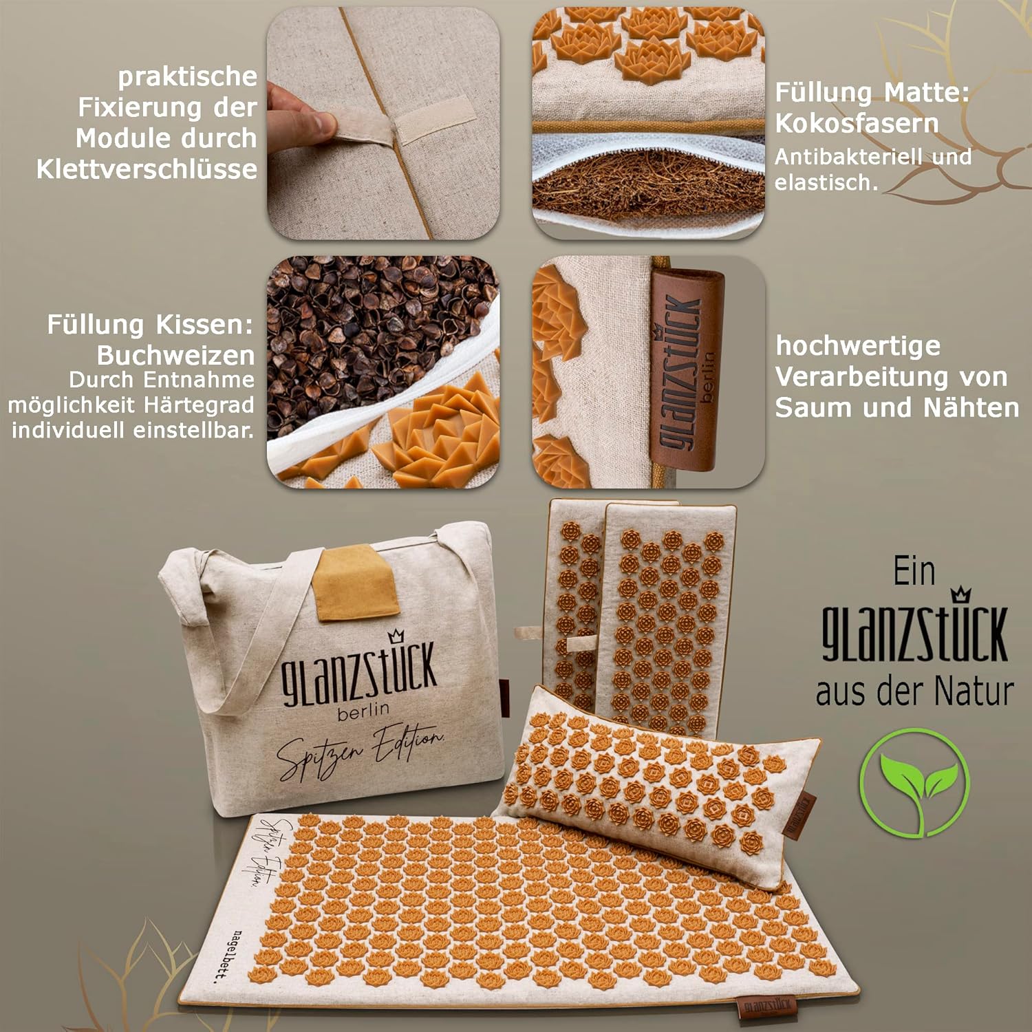 Glanzstück Berlin: Akupressurmatte XXL-Set für den ganzen Körper, ideal für Einsteiger, bei Verspannungen, Kopfschmerzen, Rückenschmerzen, Stress – Bild 8