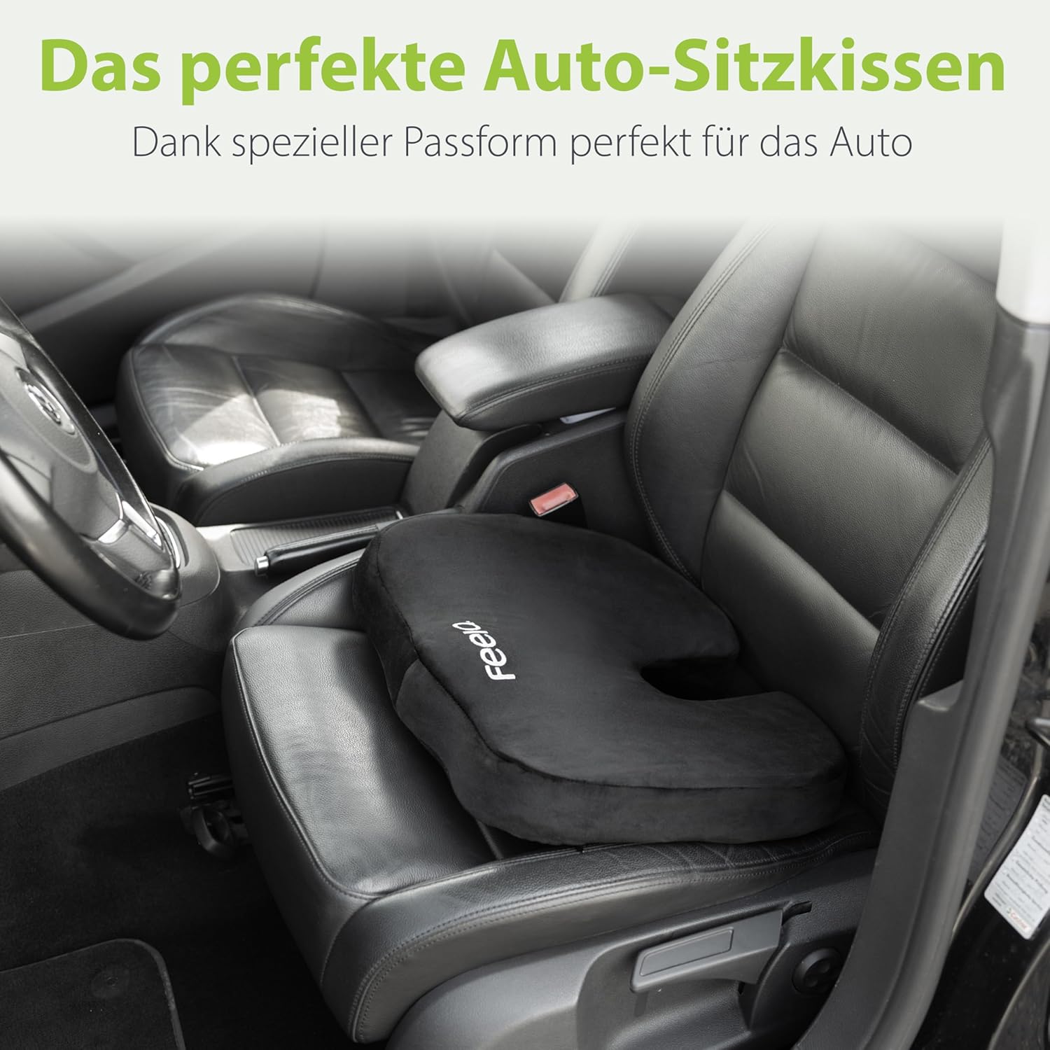 Feela. Orthopädisches Autositzkissen (3 Härtegrade) Testsieger – Keilkissen für Autos – Besserer Sitzkomfort und Entlastung des Steißbeins – Autositzerhöhung, Fahrersitzkissen (weich) – Bild 3