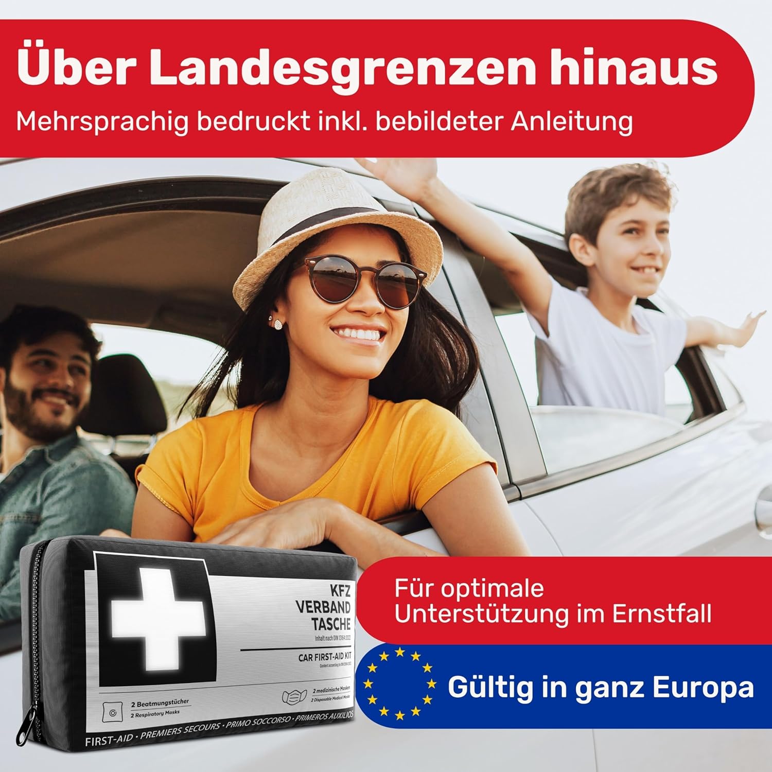 KFZ-Verbandstasche nach aktueller Norm 2026 inkl. Lüftungstücher – KFZ-Verbandkasten europaweit einsetzbar – Verbandskasten DIN 13164:2022 (StVO konform) – Bild 7