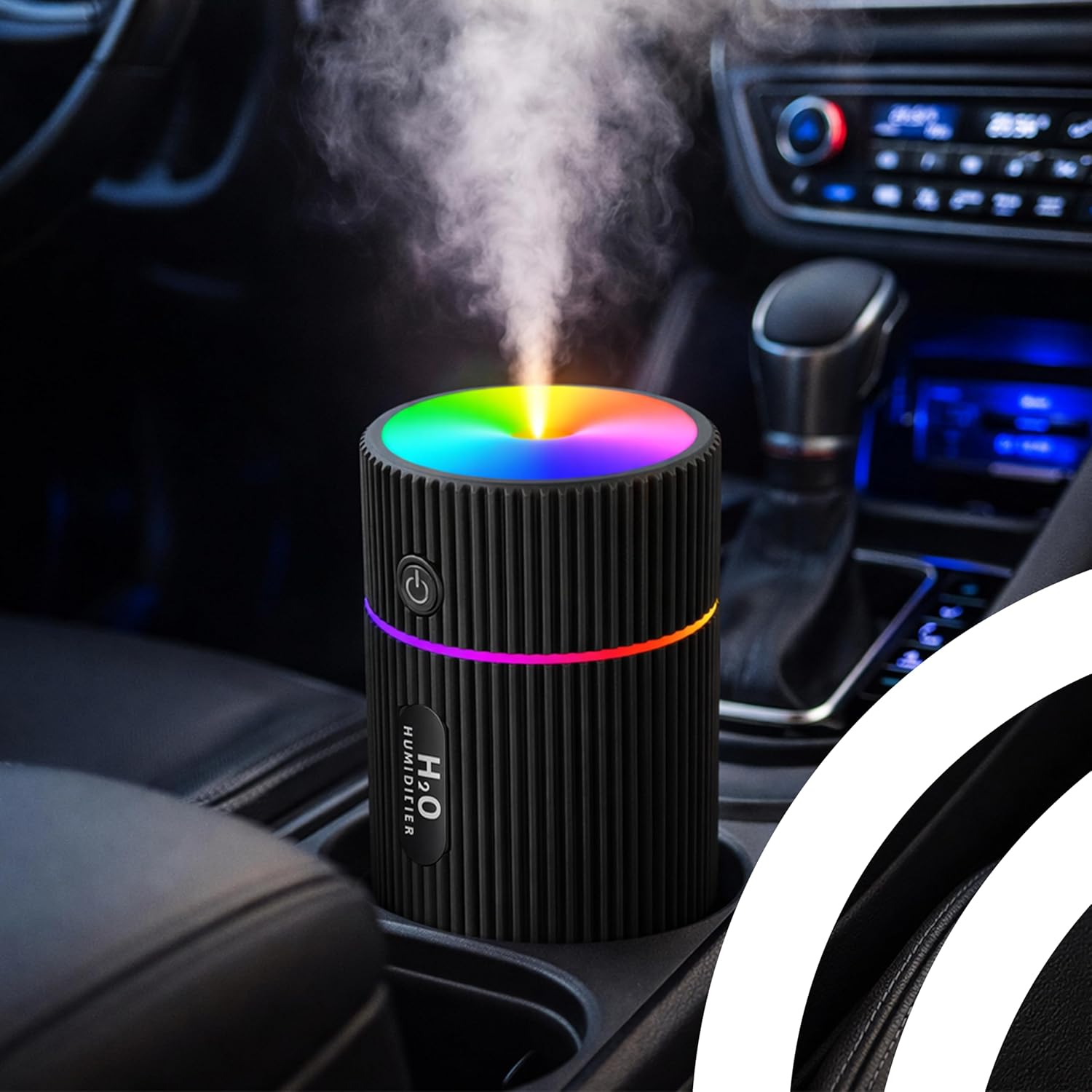 Retoo Luftbefeuchter 220 ml, Ultraschall mit 2 W < 20 dB, leiser USB-Betrieb, 40 ml/h Nebel, 4–8 Stunden Laufzeit, Aroma für ätherische Öle, 7 Farben, RGB- oder Weißlicht, Mini-Luftbefeuchter für Schlafzimmer und Büro – Bild 3