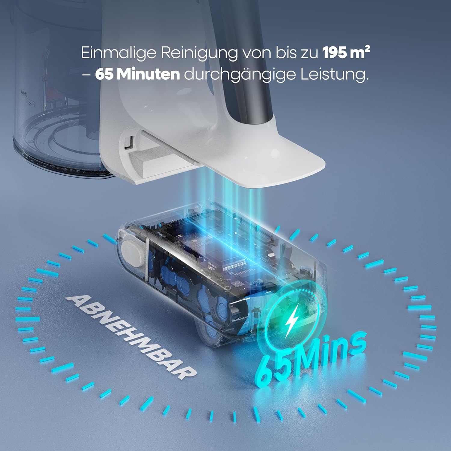 AlloyMove Akku Staubsauger 50000Pa/550W/70Min, 1.5L Staubsauger Kabellos mit Anti-Tangle-Bürste und Wandladestation, 7-Schicht-Filtersystem Super Leise für Tierhaare/Teppiche/Hartböden/Auto A01 – Bild 4