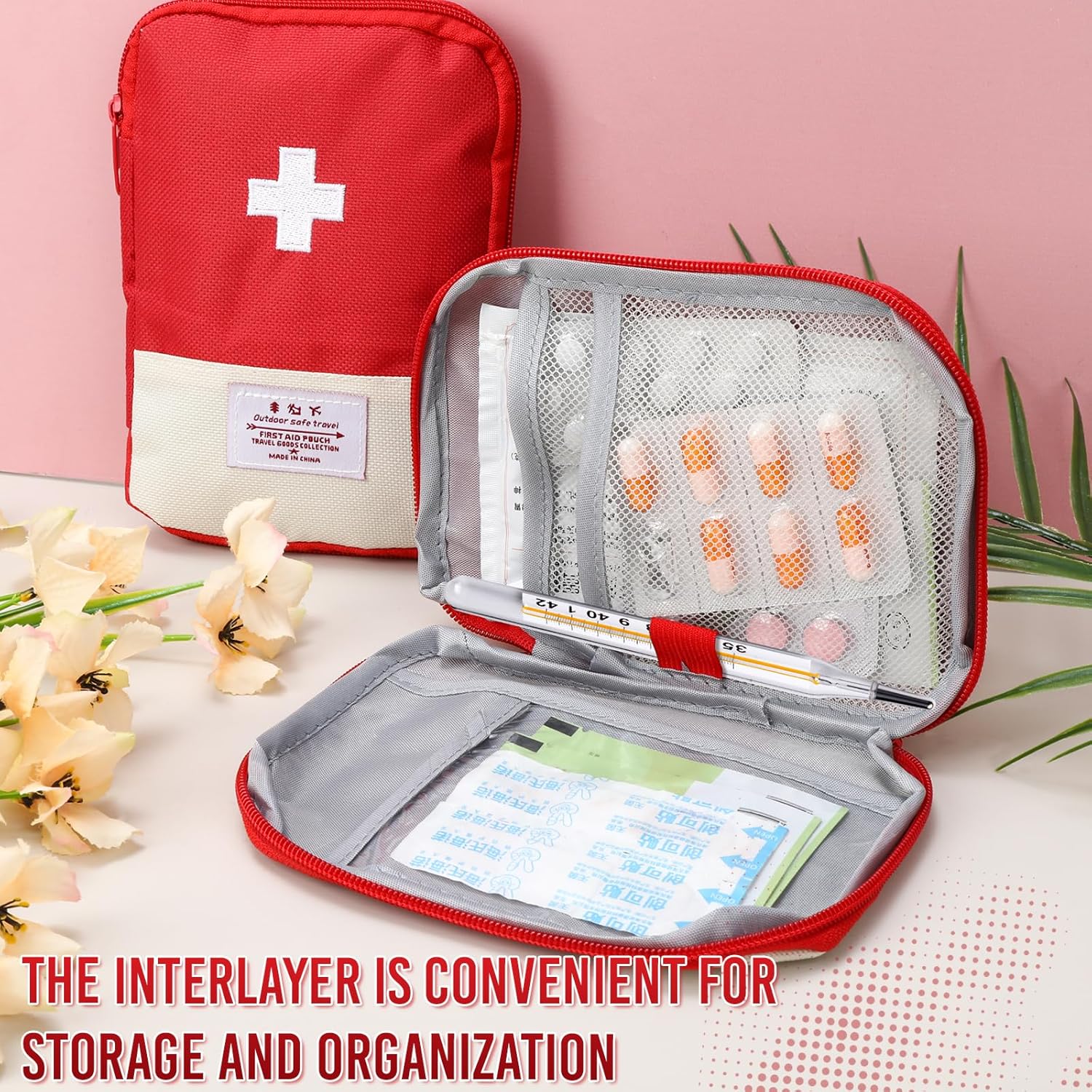 4er-Pack Mini-Erste-Hilfe-Set, 2 Stile, tragbare Medizintasche, kompaktes Erste-Hilfe-Set, kleine Notfalltasche für Zuhause, Schule, Büro, Outdoor (25 x 16 cm, 18 x 13 cm) – Bild 6