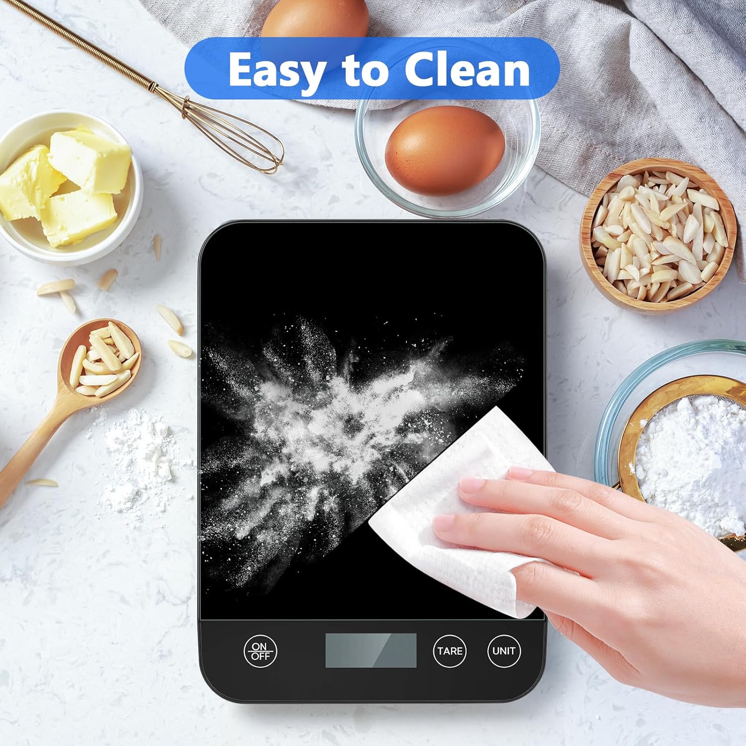 Digitale Küchenwaage, 10 kg Fassungsvermögen, Sicherheitsglas, einfache Tarafunktion, großes LCD-Display, perfekt zum Kochen, Backen und Essenszubereiten – Bild 6