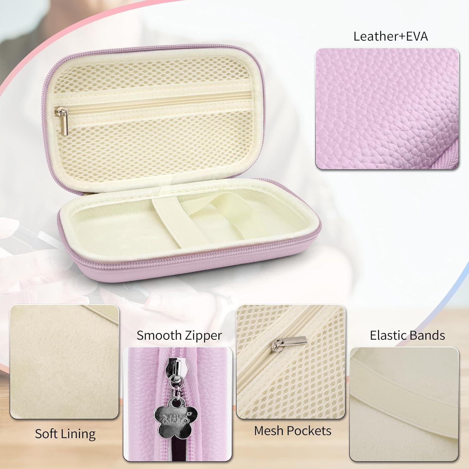 Diabetes-Versorgungskoffer, Blutzuckermessgerät-Tasche, tragbare Box zur Aufbewahrung von Teststreifen, Blutentnahmenadeln und anderen Gegenständen, Reisetasche für Diabetiker (lila, M) – Bild 3