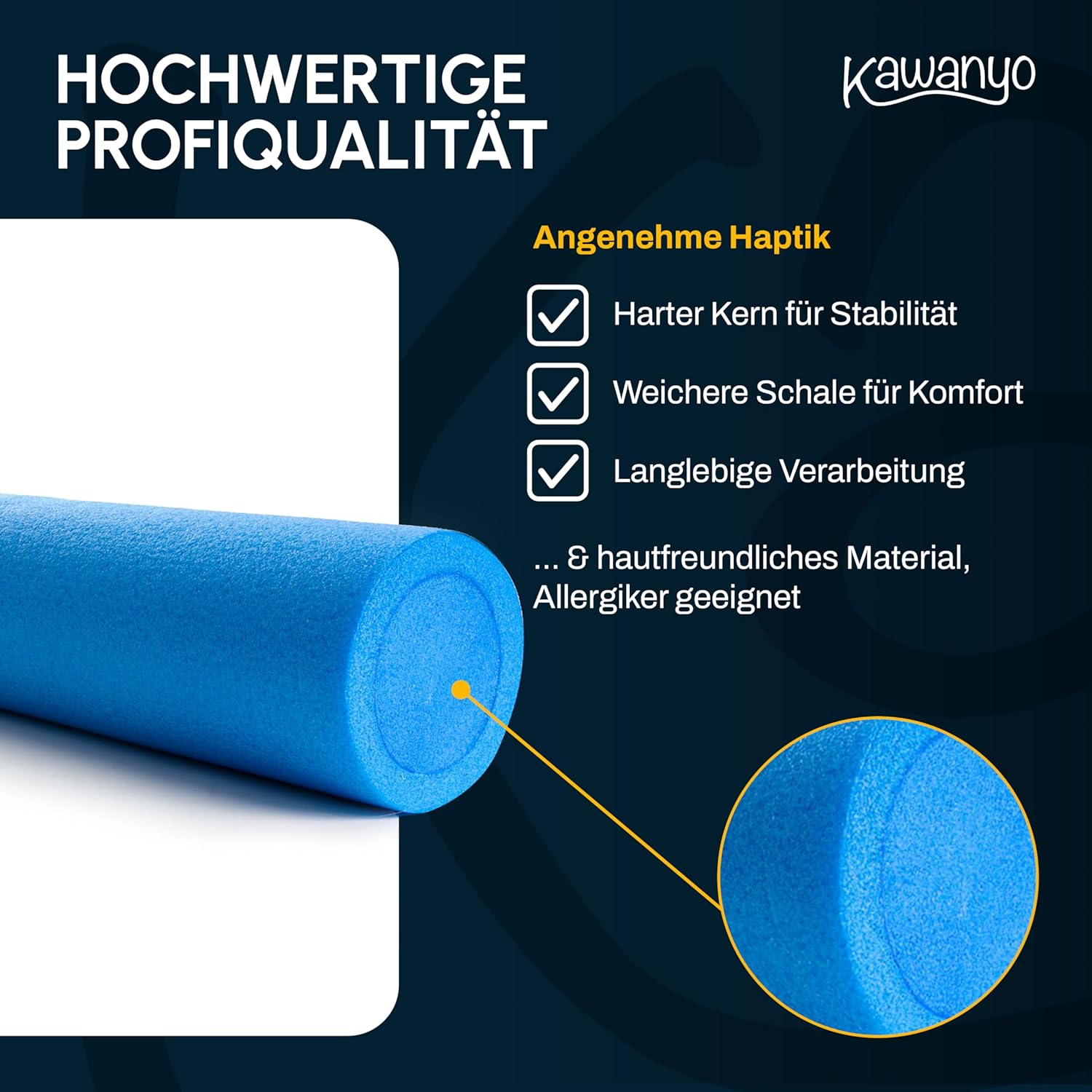 Pilates-Rolle für Stabilitäts- & Gleichgewichtsübungen – Übungshilfe für das Pilates-Training – Yoga-Rolle aus Hartschaum für Yoga, Pilates, Fitness, Gymnastik, Rehabilitation & Therapie – Bild 3