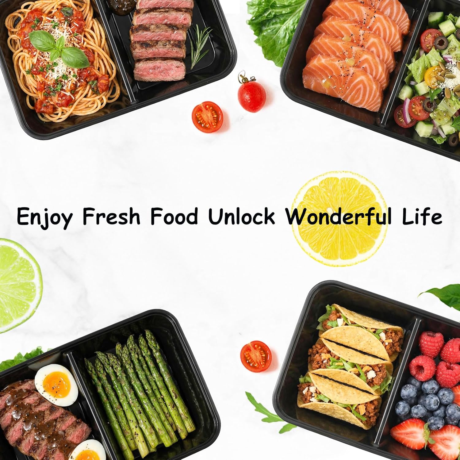 25 Stück Meal-Prep-Boxen, 2 Fächer, 750 ml Mealprep-Behälter mit Deckel, Mikrowellengeschirr, Kunststoff, wiederverwendbar, luftdicht, für Lebensmittel zum Mittagessen, Fitness – Bild 4