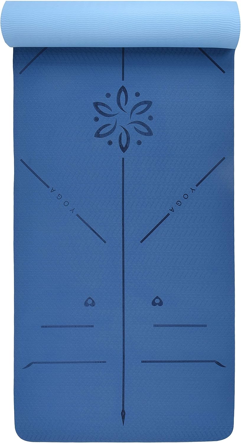 YOGATI Yogamatte, rutschfest, schadstofffrei, mit Tragegurt, Yogamatte mit Ausrichtungslinien, ideale Yogamatte zur Verwendung als Gymnastikmatte, Sportmatte, Fitnessmatte, Yogamatte – Bild 2