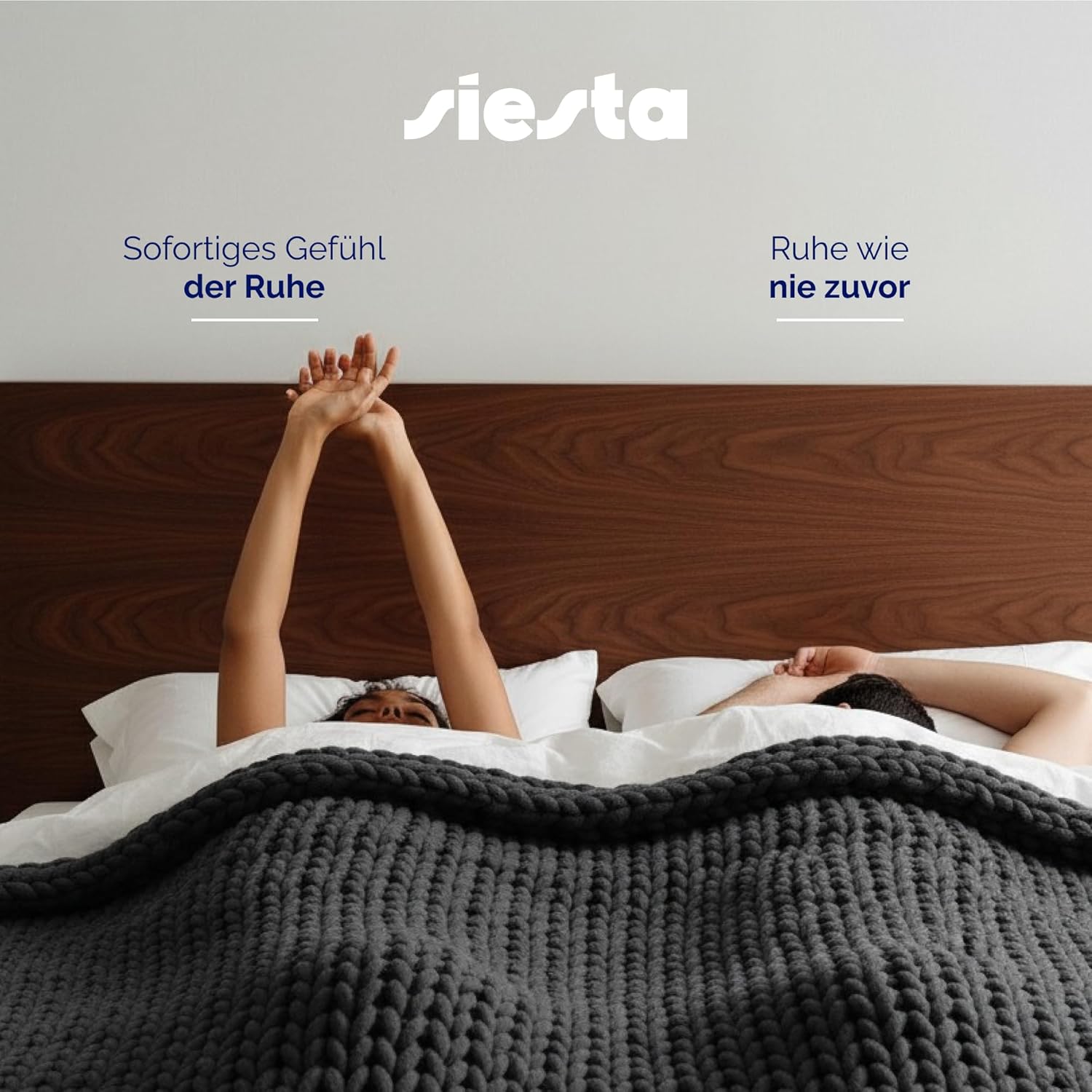 SIESTA Gewichtsdecke – Premium Grobstrick Grau (7 kg) – Atmungsaktive Therapiedecke gegen Stress & Schlafstörungen – 100 % RPET, nachhaltig, Öko-Tex & waschbar – Bild 3