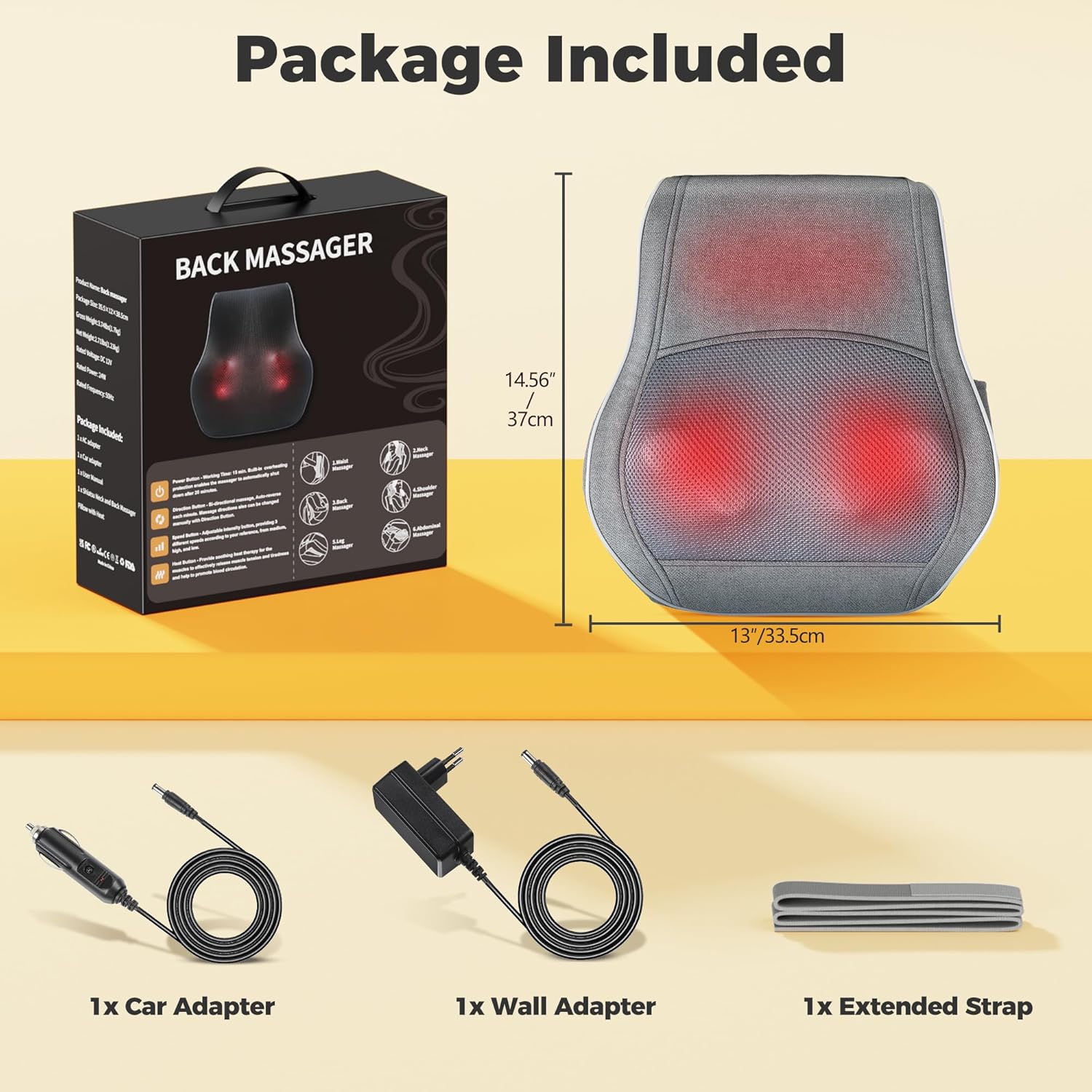 Brelley Massagegerät, Nackenmassagegerät mit Wärme, Shiatsu-Rückenmassagegerät mit 3D-Tiefengewebemassagegerät für Nacken, Rücken, Beine – Geschenke für Frauen, Männer und Eltern – Bild 9