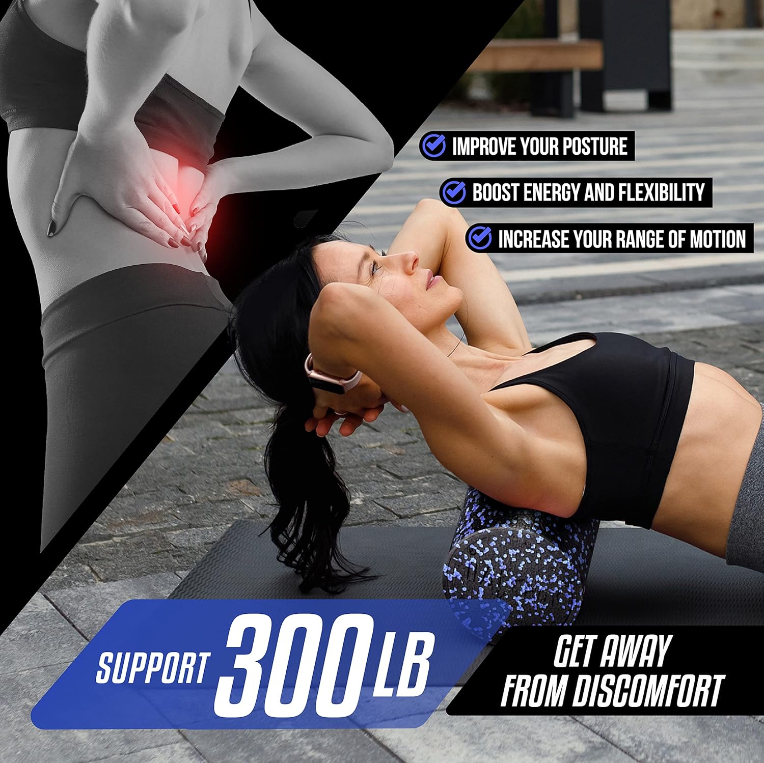 Yes4All hochdichte EPP-Schaumstoffrolle mit rundem Rücken, Trainingsrolle für Yoga, Pilates und Stretching – 30, 45, 60, 90 cm – Bild 4