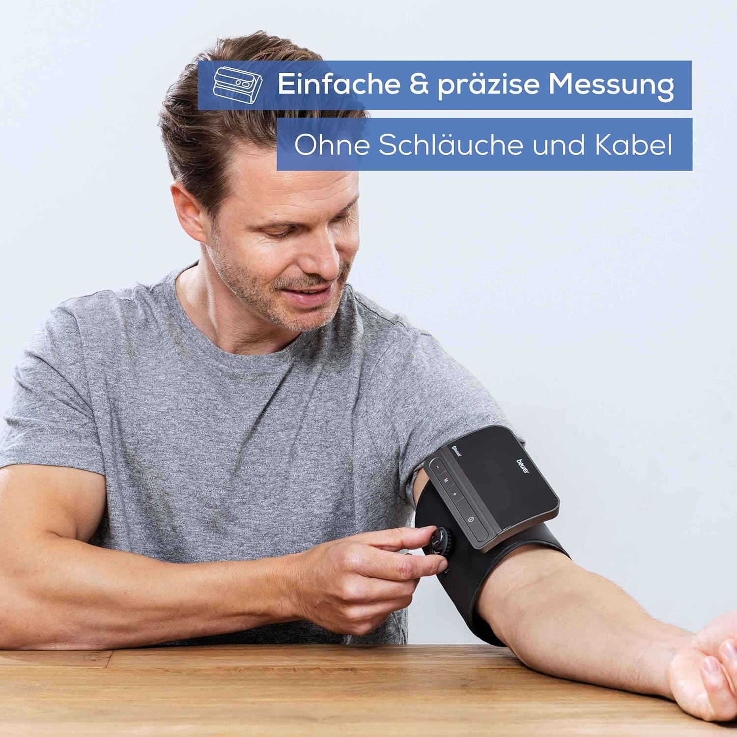 Beurer BM 81 easyLock Oberarm-Blutdruckmessgerät, einfache Bedienung ohne Kabel, klinisch validiert, Manschette mit Schraubverschluss, sanfte und schnelle Messung, Datenübertragung an Apple Health und Co – Bild 2