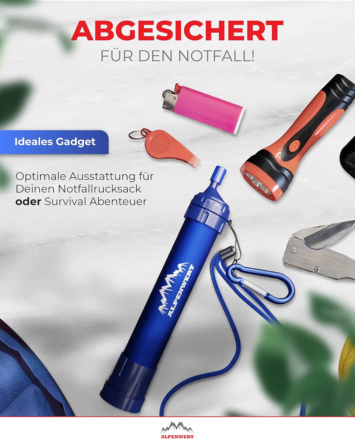 ALPENWERT Outdoor Wasserfilter – Trinkwasserfilter für 4000 Liter gefiltertes Wasser – Trinkwasseraufbereitung tötet 99,99 % aller Keime und Bakterien ab – Bild 4