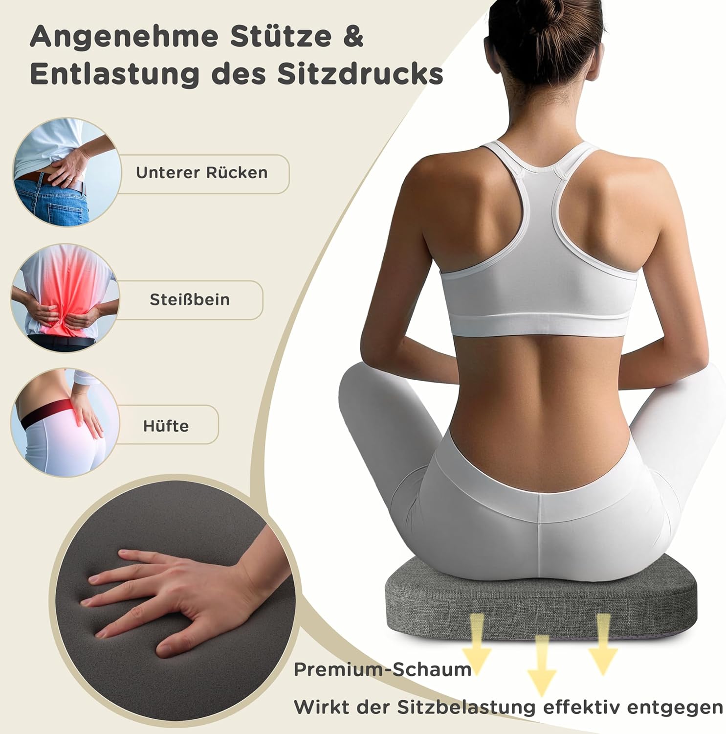 AddGrace 4er-Set Stuhlkissen für Metallstühle, 35 x 35 cm große Sitzkissen mit Bändern, rutschfeste, dicke Sitzpolster mit strukturiertem & abnehmbarem Bezug, Dunkelgrau – Bild 5