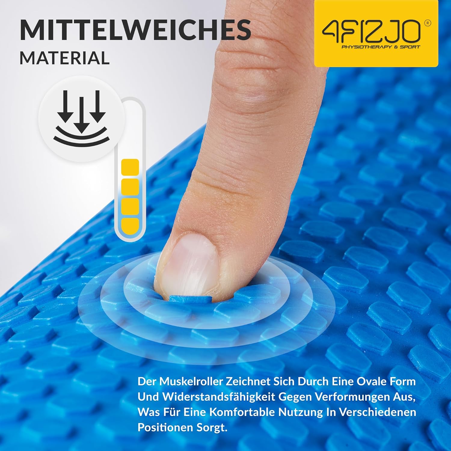 4FIZJO Faszienrolle mit Noppen aus EVA-Schaum, Durchmesser 15 cm, Länge 60 cm, Massagerolle, Rückenrolle, leicht, langlebig, mittlere Härte, Faszientraining, Massagetraining, blau – Bild 7