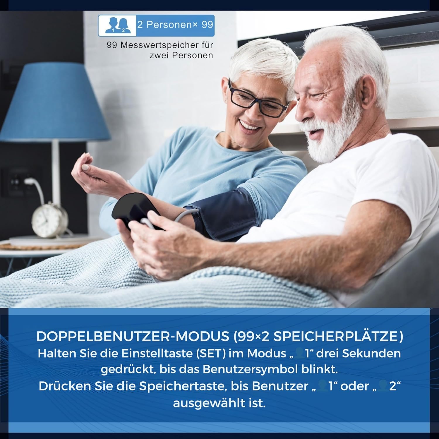 Dinamicamed – Digitales Oberarm-Blutdruckmessgerät A139 mit großem Display – Blutdruck- und Pulsmessung, Arrhythmie-Erkennung, 2 Benutzerprofile je 99 Speicherplätze, verstellbare Manschette 22–42 cm – Bild 6
