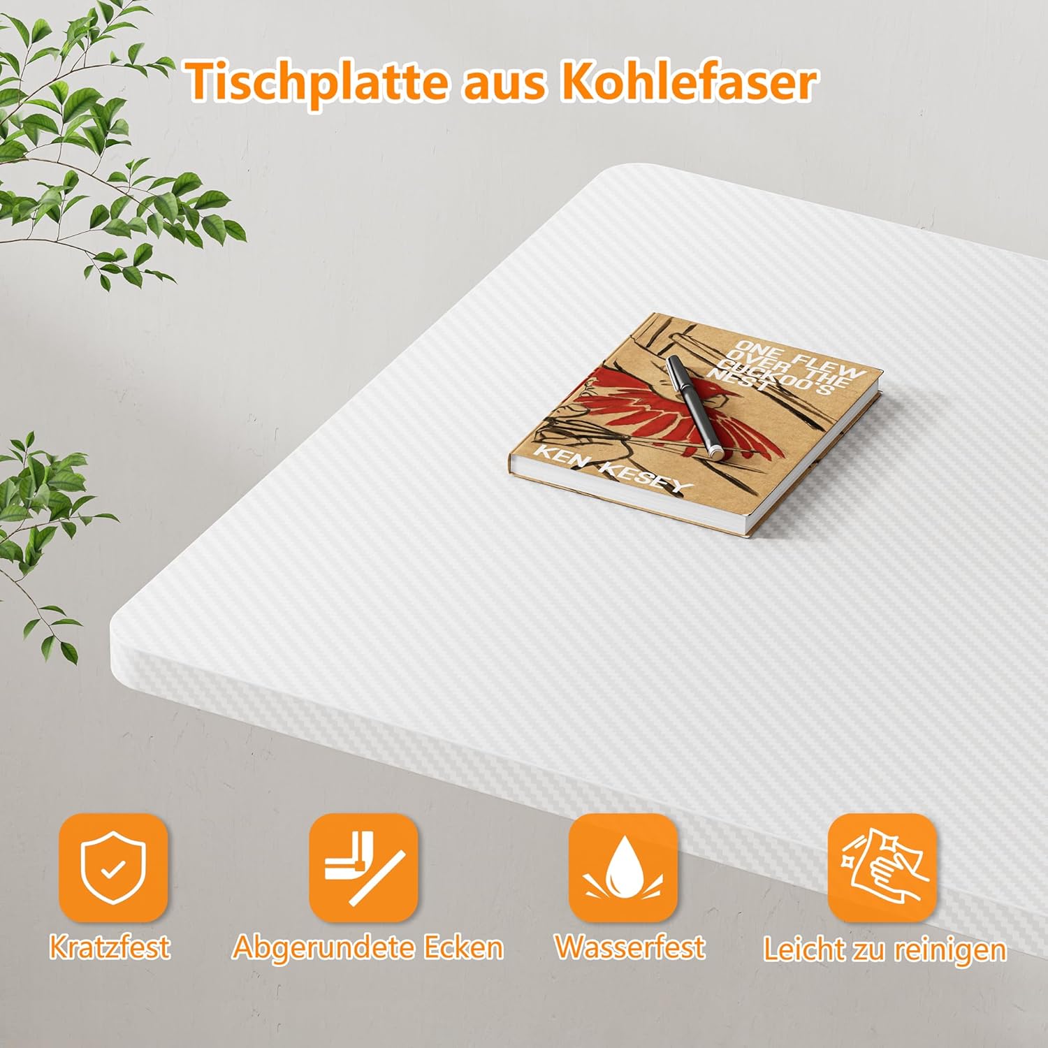 HOMIDEC Höhenverstellbarer Schreibtisch mit Rollen, Tisch, Computertisch, Stehpult, höhenverstellbar für Gehpad, Laufband für Zuhause, PC-Tisch klein für Heimbüro, 80 x 40 cm, Weiß – Bild 6