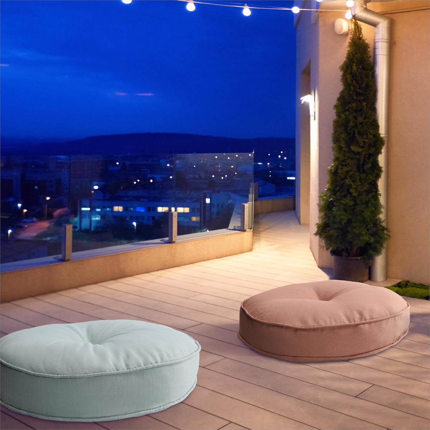 Rundes Sitzkissen für den Außenbereich, 60 cm Durchmesser, Bodenkissen für Terrasse, Balkon und Garten, Anthrazit – Bild 7