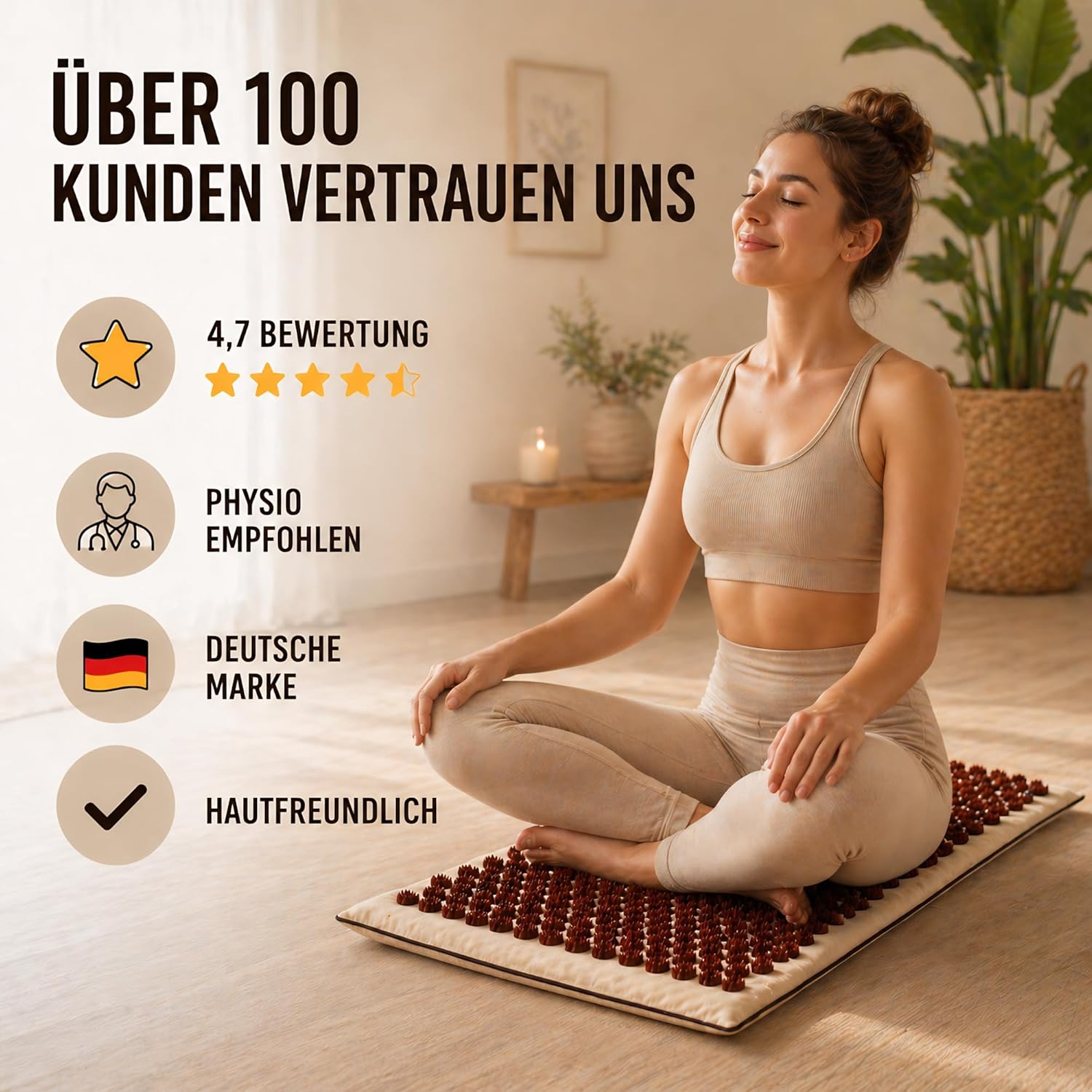 Akupressurmatte 6-in-1 Premium Set - Sandstone Edition | Rücken- und Nackenmassage gegen Stress und Verspannungen | Mit Kissen, zusätzlicher Matte, Massageball und Tasche – spüren Sie den Unterschied! – Bild 6