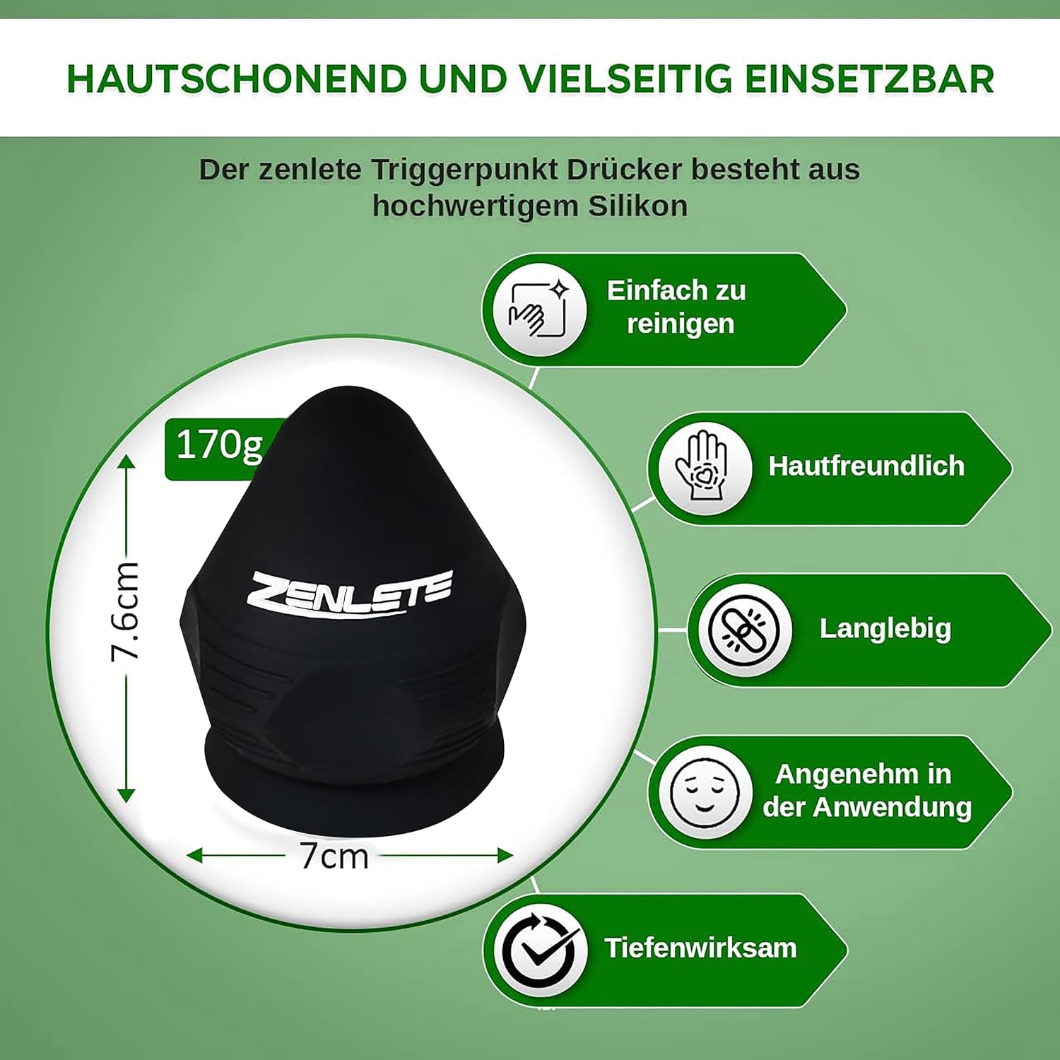 Triggerpunktschieber mit Saugnapf für Massage, Faszien, Schmerzen – Selbstmassage, Akupressur auf Boden und Wand + Übungsanleitung – Bild 4
