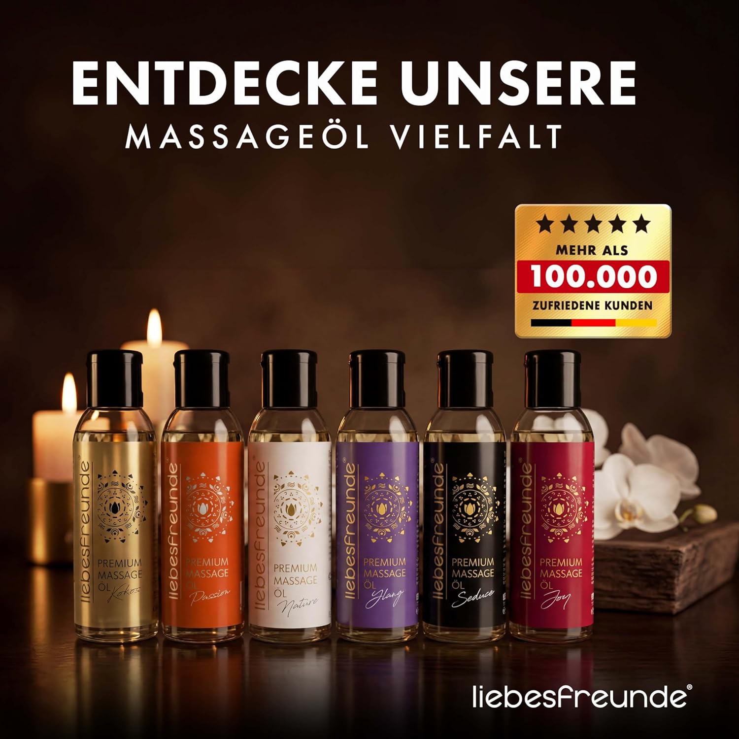 Liebesfreunde Massageöl Geschenkset – 3 x 50 ml Wellnessöl zur Entspannung, erotisches Massage Geschenkset für Damen & Herren – Bild 9