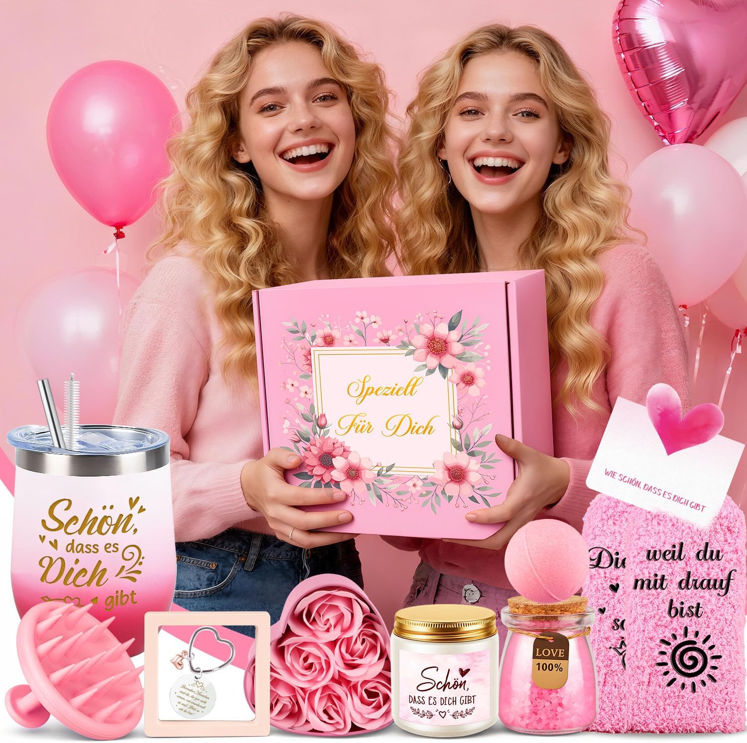 Giftota Geschenke für Frauen, Rosa, 11-teilige Spa-Selfcare-Geschenkidee für Frauen, Wellness-Geschenkset, Freundin, Geburtstag, Valentinstag, Muttertag, Weihnachtstag, Geschenke für Mama, Schwester, beste Freundin – Bild 2