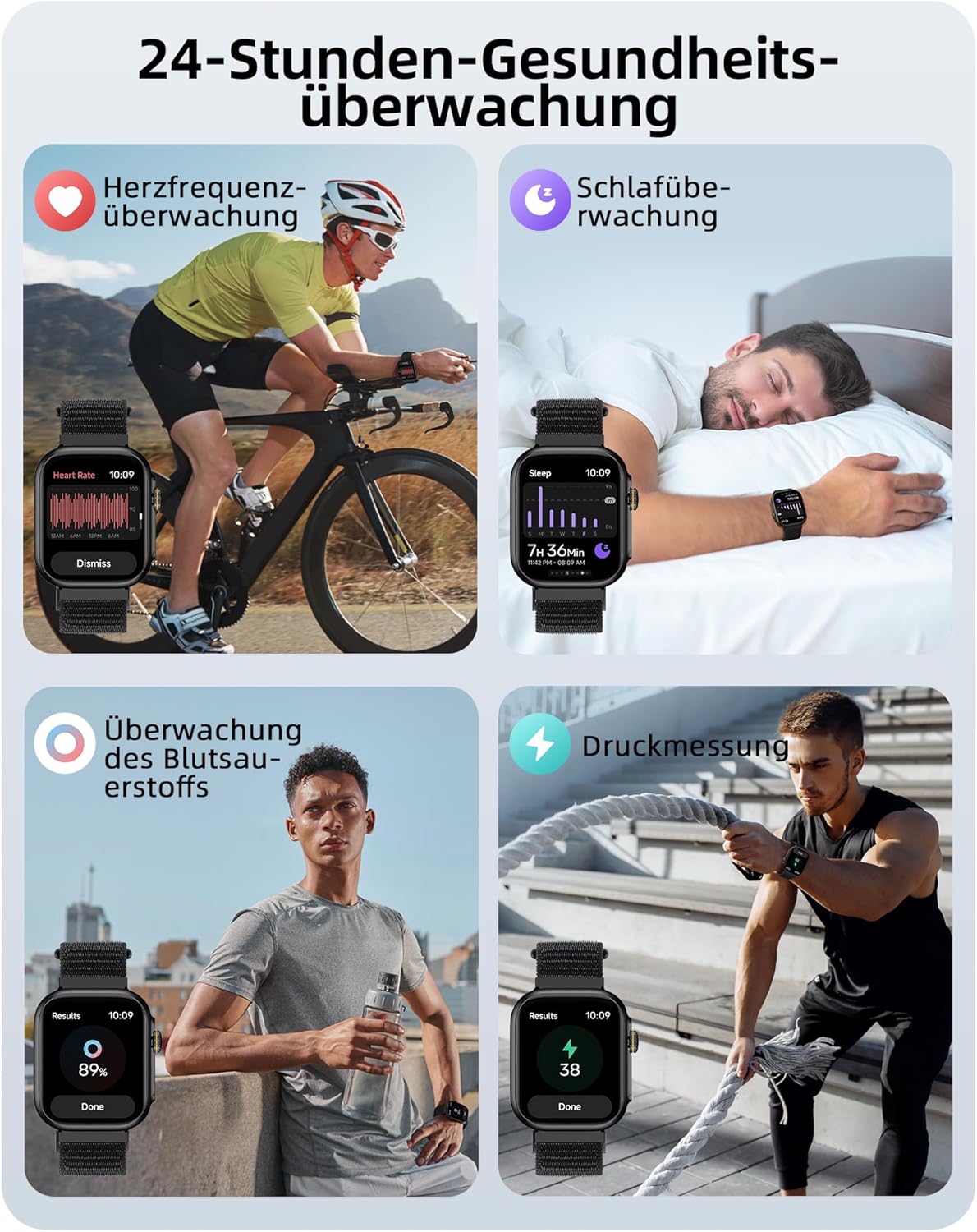 Parsonver Smartwatch Herren Damen mit Telefonfunktion, Fitnessuhr mit GPS, 3 ATM wasserdicht zum Schwimmen, Fitnessuhr mit 100+ Sportmodi, Herzfrequenz, Schlafen, für Android/iOS, Schwarz – Bild 5
