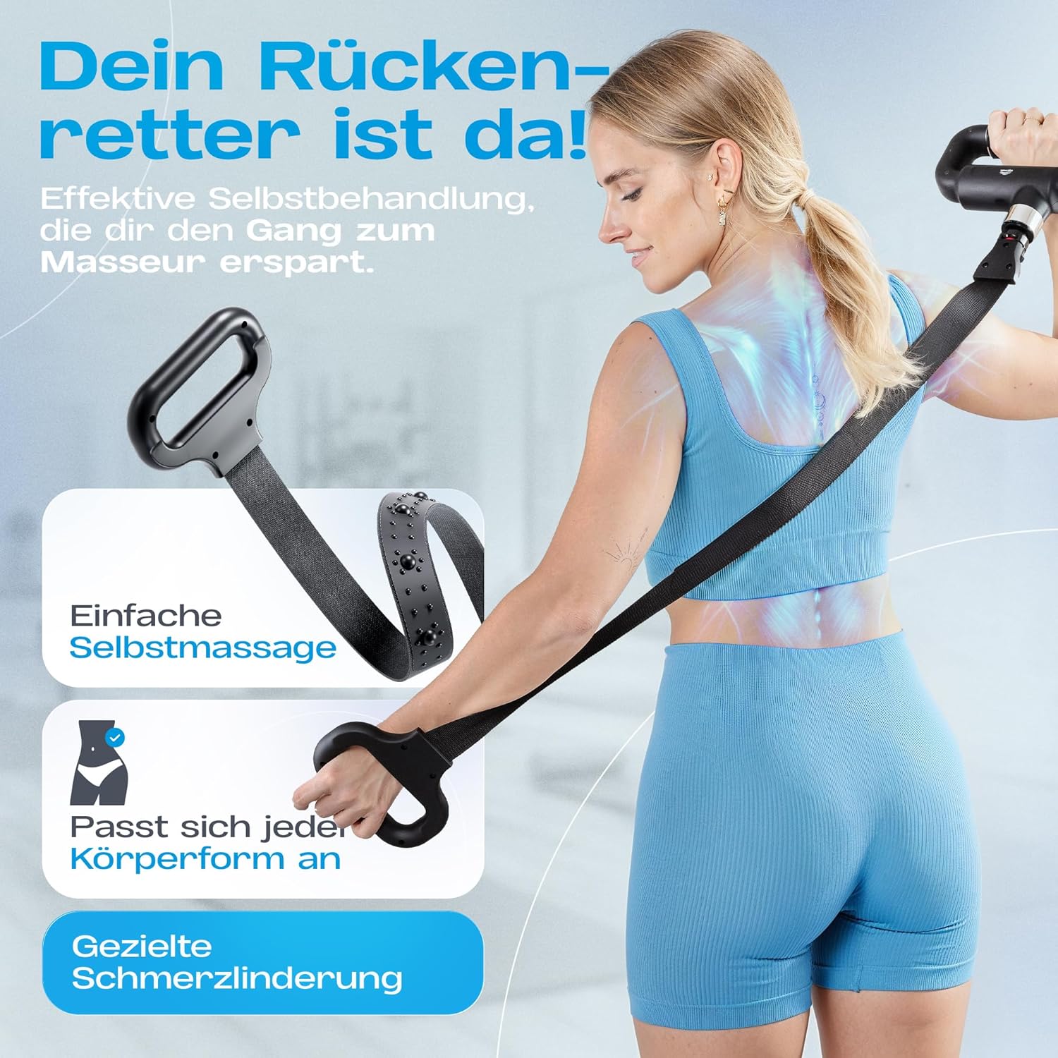 Massagepistole mit Riemen – Massagepistole mit Kühlkopf und Tragetasche | 6 Ebenen, 5 Aufsätze, LCD-Touchscreen und USB-C | Muskelpistole, Rückenmassagegerät, Stoßwellentherapiegeräte, Faszienpistole – Bild 2