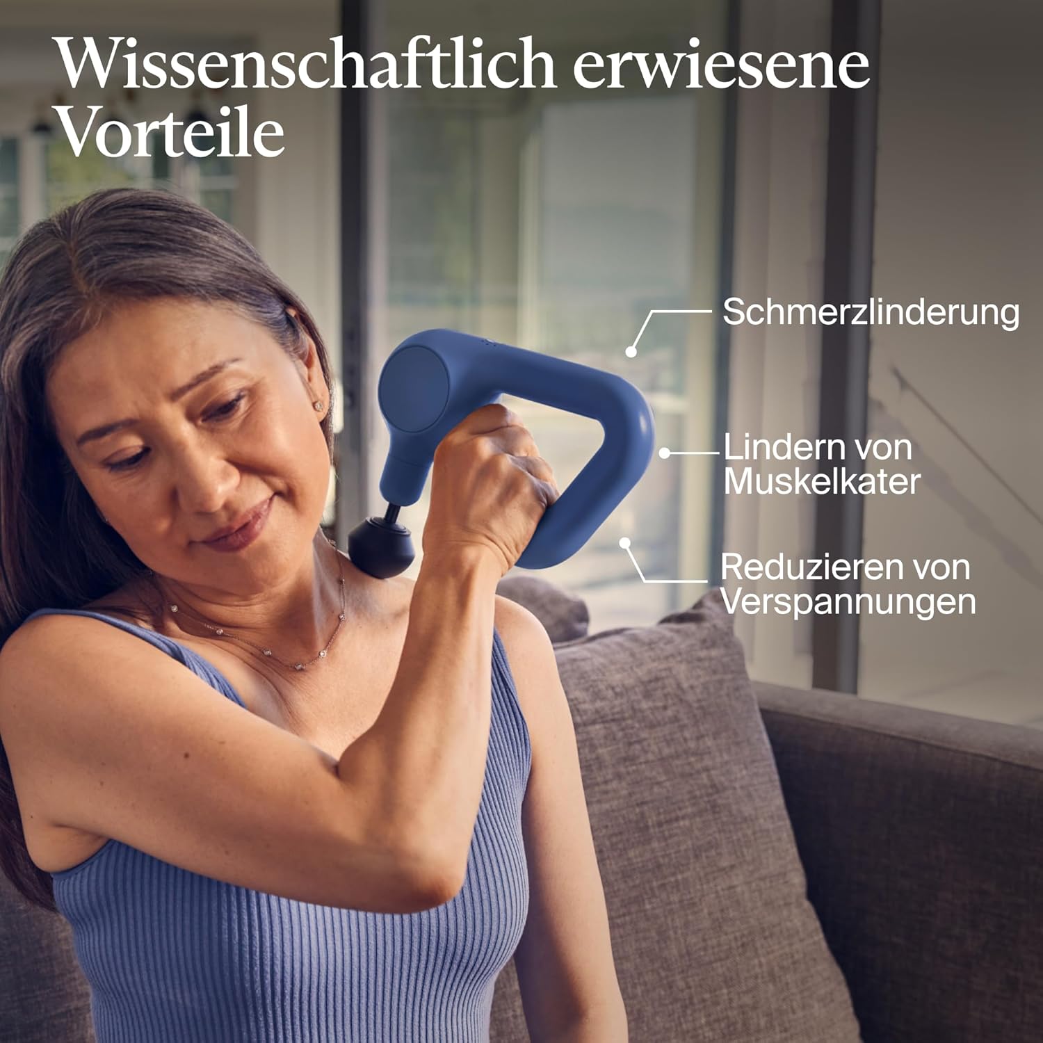 TheraGun Relief Handmassagegerät – einfach, bequem, leicht, zur täglichen Schmerzlinderung in Nacken, Rücken, Bein, Schulter und Körper (Marineblau) – Bild 2
