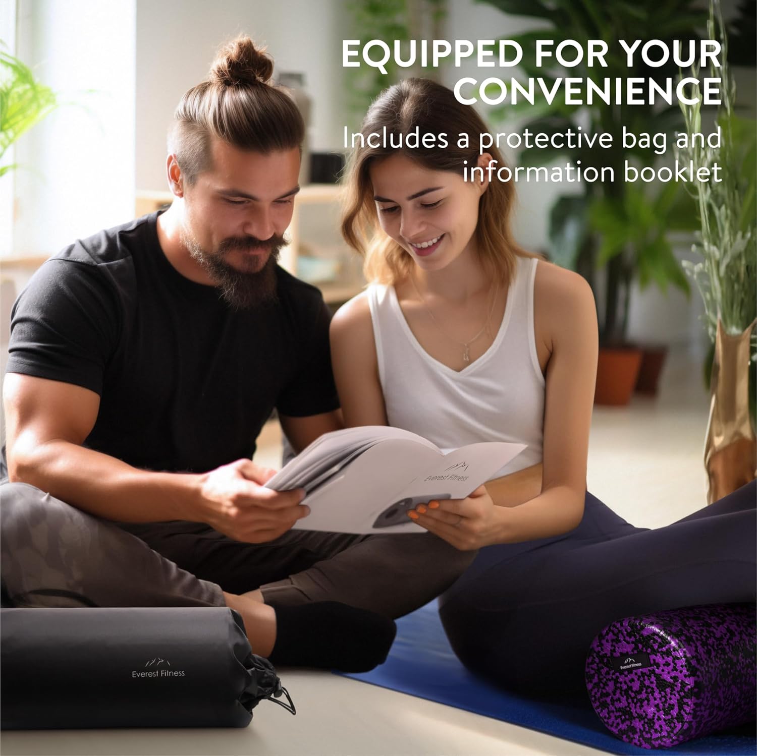 60 cm Faszienrolle Schaumstoffrolle – Fitnessrolle für Hinterbeine Po – Rückenrolle für Pilates und Yoga – Gymnastikrolle 60 cm – Schaumstoffrolle – Schwarz/Lila – Bild 6