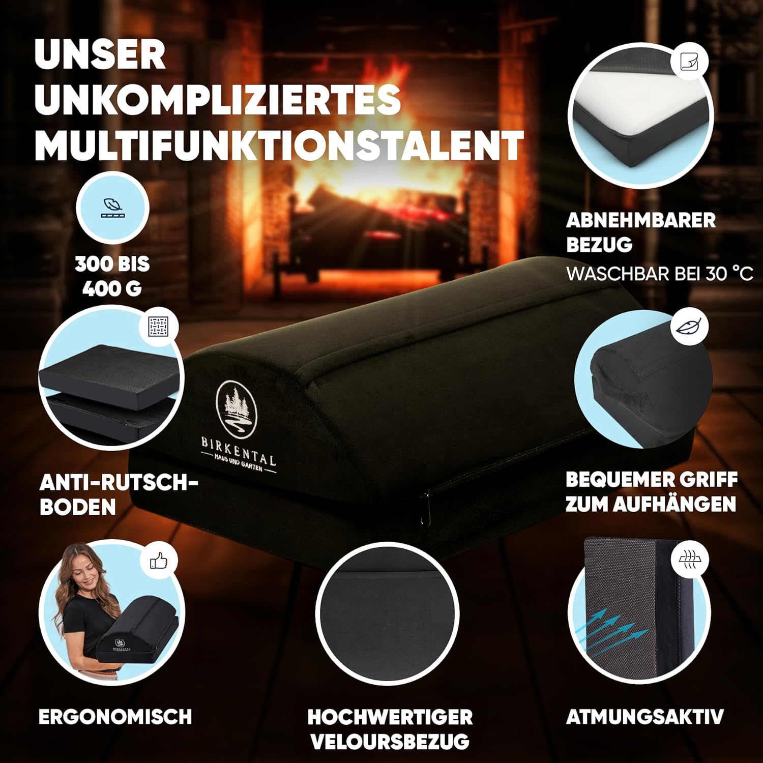 Birkental Fußstützen-Schreibtisch – (Testsieger) mit flauschiger Fußtasche – ergonomische höhenverstellbare, rutschfeste Fußstütze – Büro- und Schreibtischzubehör für Komfort – Fußhocker – Bild 6