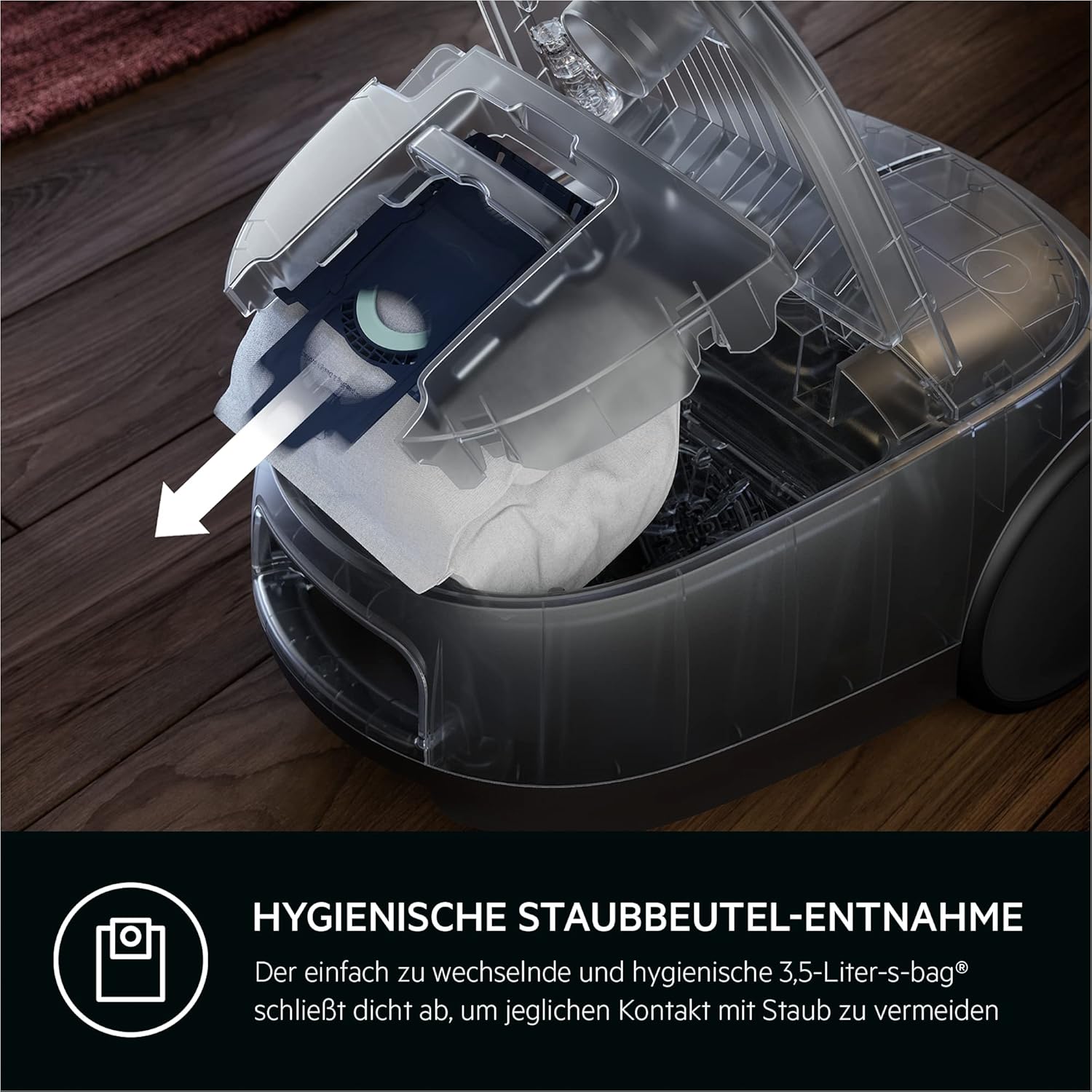 AEG Clean 6000 AB61C1OKO Öko-Staubsauger, hohe Saugleistung, zusätzliche Düsen, XL-Räder, Edelstahl-Teleskoprohr, 65 % recyceltes Material, 12 m Kabel, 850 Watt, Zubehör, grau – Bild 6
